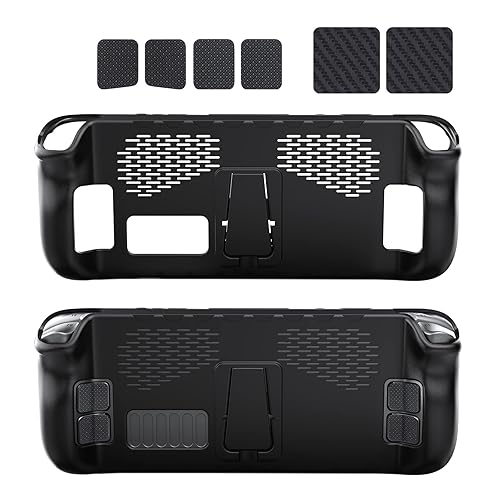 Wedorat Protective Case for Steam Deck with Small Stand, Silicone Soft Cover Protector, Shockproof Anti-Scratch Anti-Collision Accessories Skin