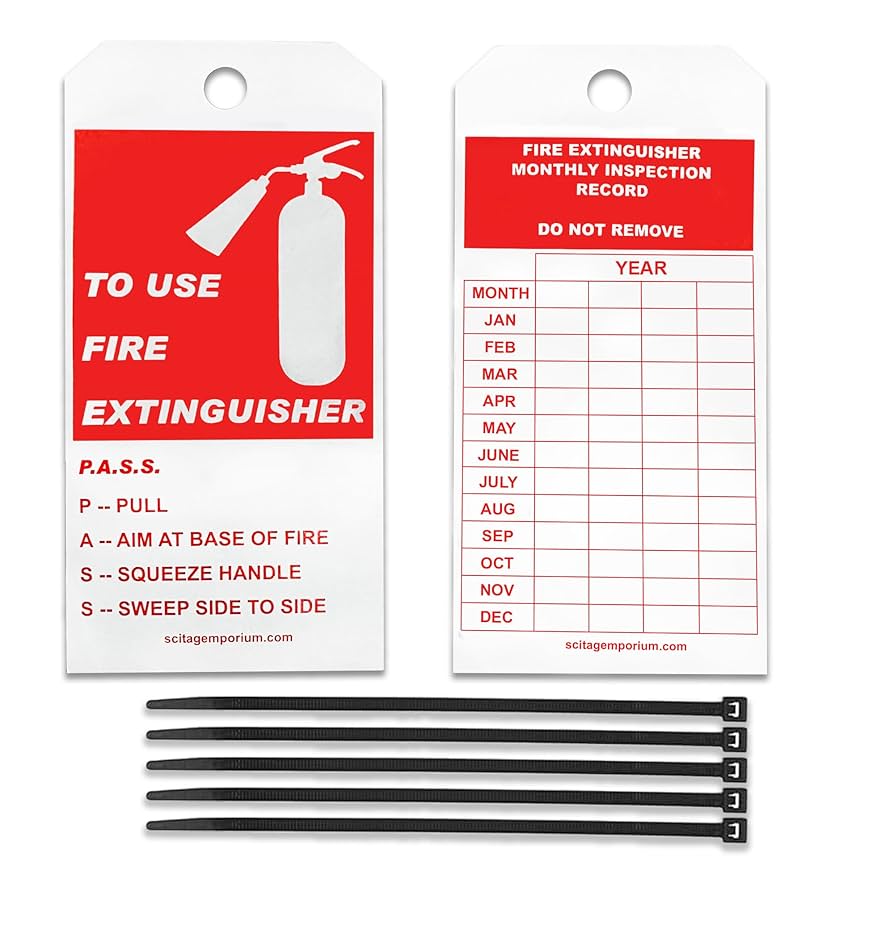 amazon-com-scitag-emporium-4-year-monthly-fire-extinguisher-inspection-record-tags-40-tags-with-40-zip-ties-6-x-3-anti-static-tear-resistant-weatherproof-office-products for Fire Extinguisher Tags Printable Free Amazon.com : SciTag Emporium 4 Year Monthly Fire Extinguisher Inspection Record Tags, 40 Tags with 40 Zip Ties, 6