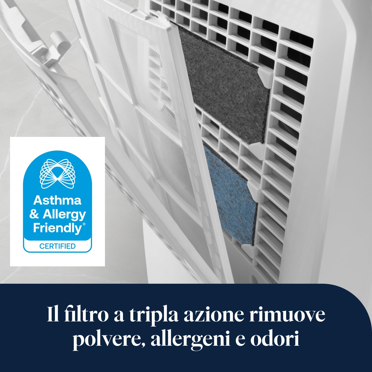 De’Longhi Tasciugo AriaDry Multi - Deumidificatore Casa Portatile, Sistema di Filtrazione a 3 Azioni, Assorbi Umidità 14L/Giorno, Asciugabiancheria, Antimuffa, Bassa Rumorosità, Bianco (DEXD214RF)