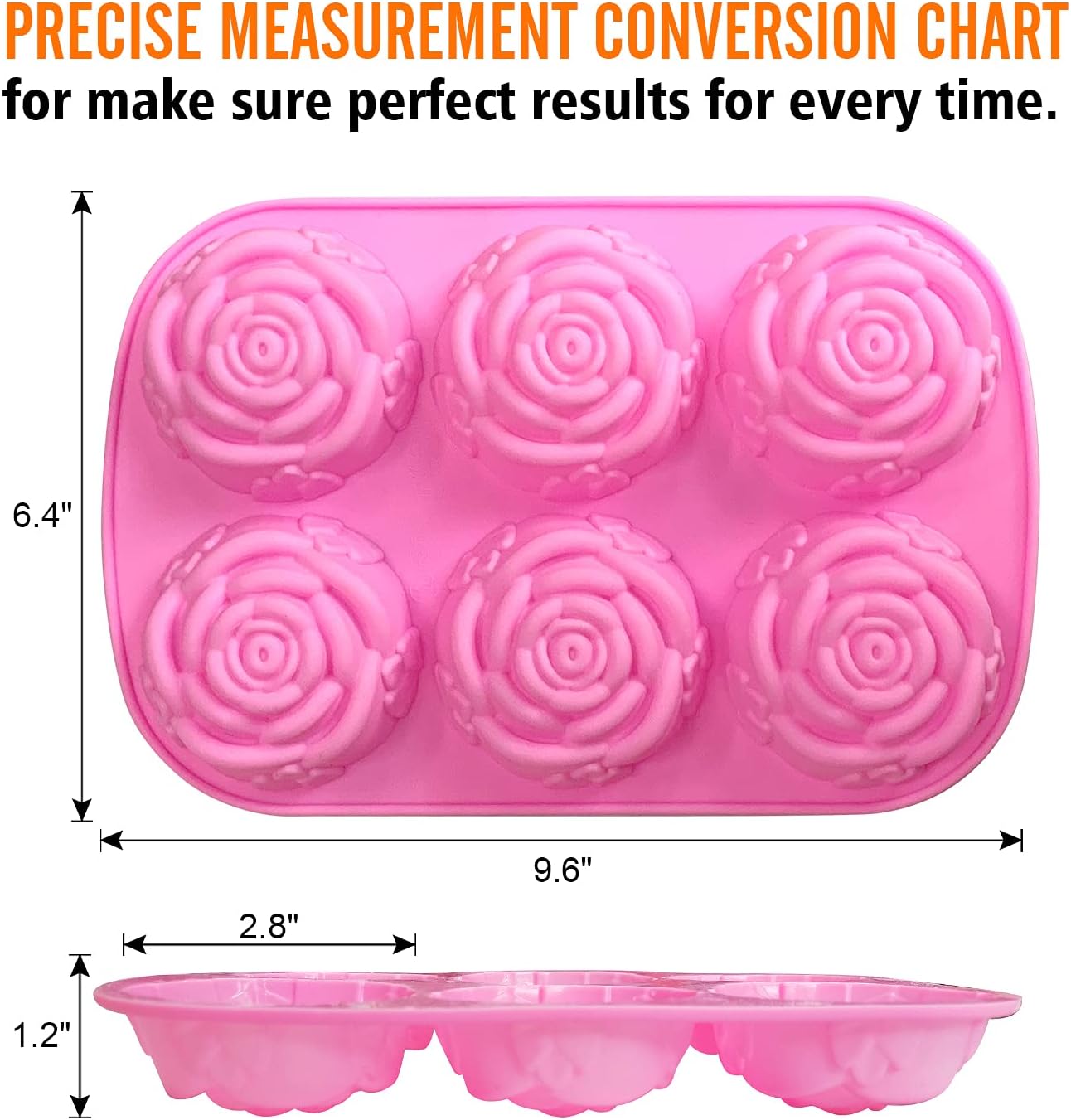 Walfos Silicone Rose Mold - 2 Pcs Large Rose Flower Soap Mold, Food Grade Silicone and BPA Free, Perfect for Soap, Mousse, Cake, Jelly, Chocolate, Dishwasher Safe