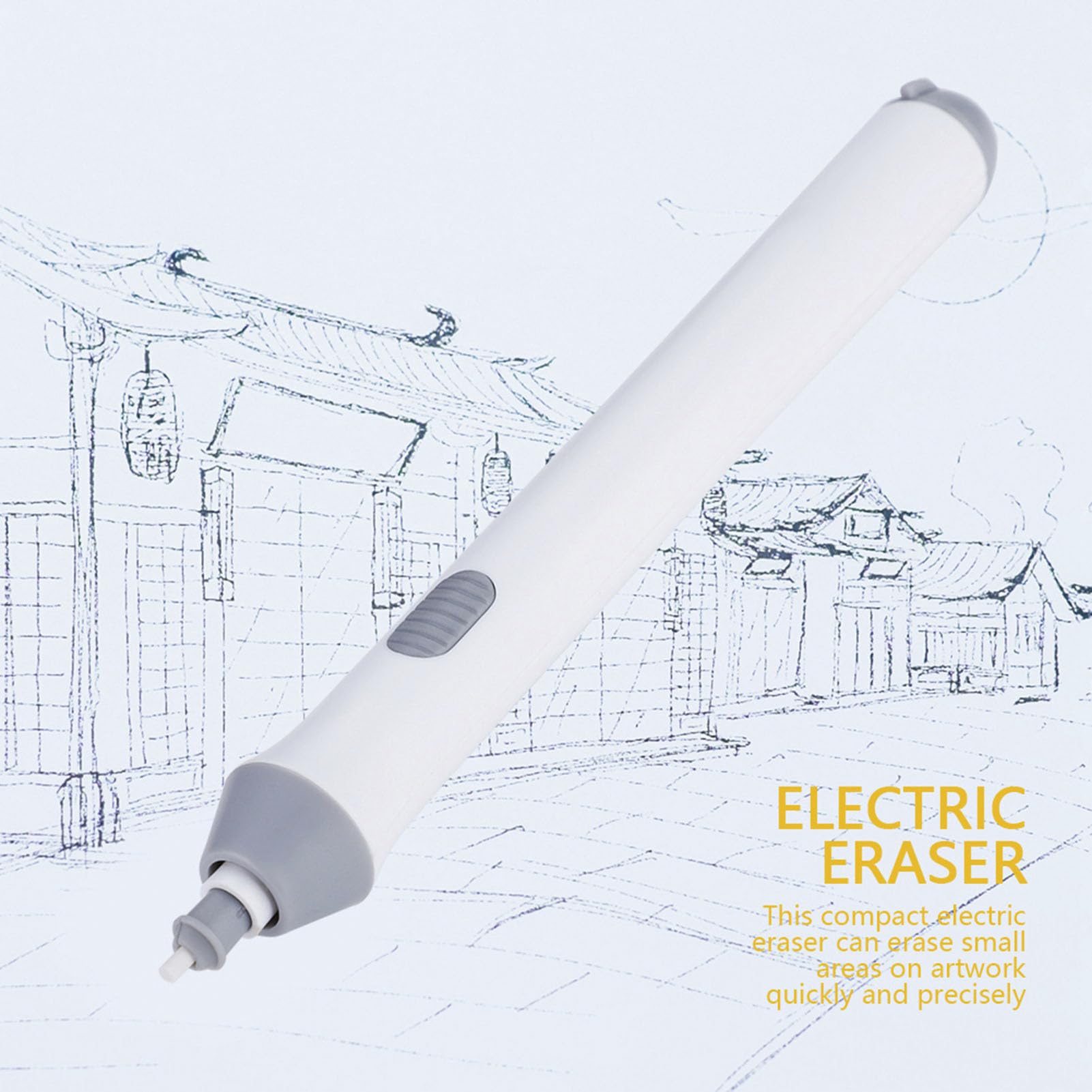 Borrador eléctrico, borrador eléctrico para dibujar, borradores eléctricos con 22 gomas de borrar para escritura diaria, dibujo, diseño industrial (blanco)