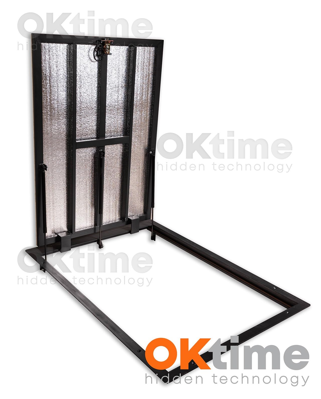 Właz Podłogowy 1000 x 900 mm - Właz do Piwnicy Rewizyjny Podłogowy - Metalowa Pokrywa z Amortyzatorem Gazowym i Uchwytem Oraz Gumową Uszczelką
