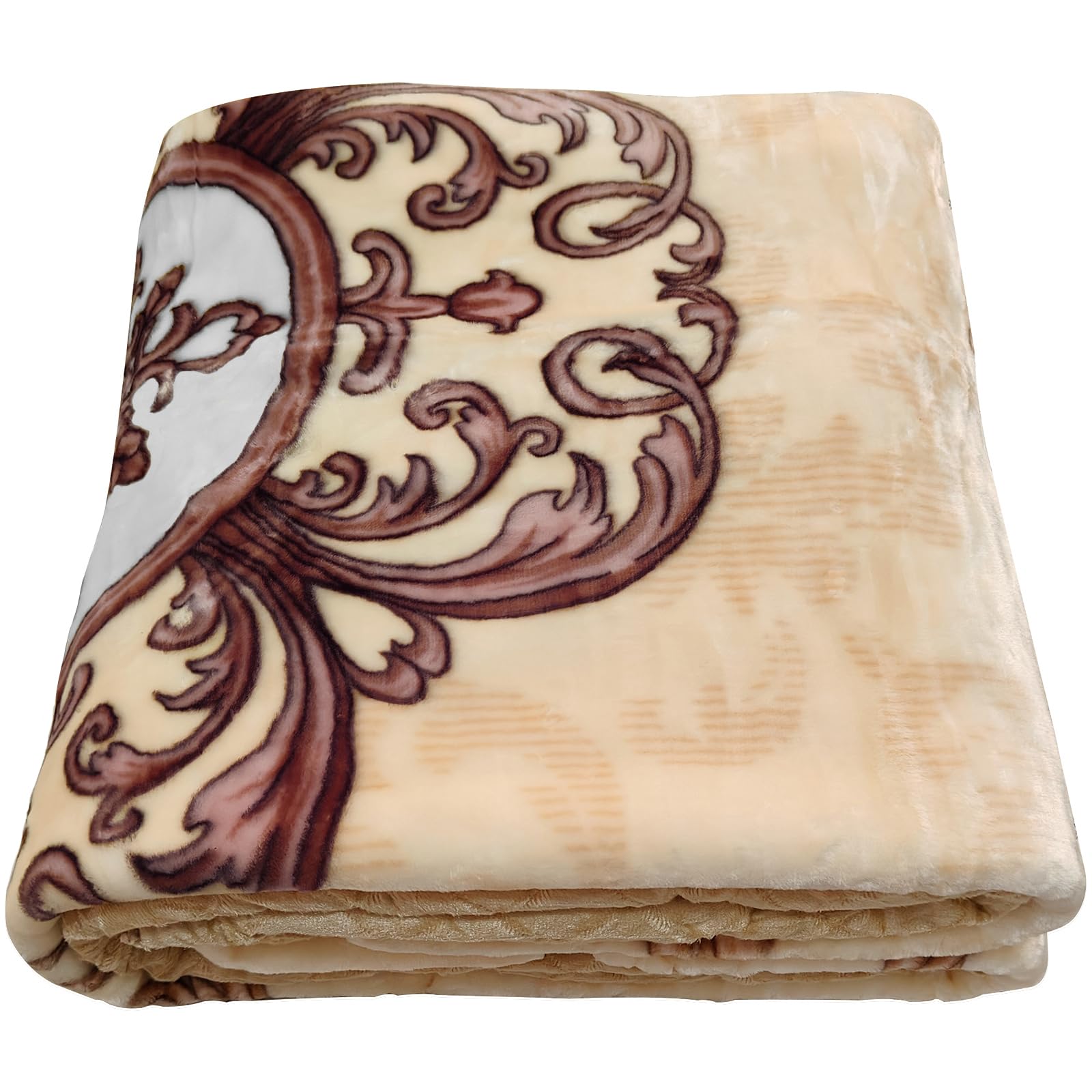 Korean Mink Blanket 55"×75", Silky Soft and Warm - 2 Ply Reversible Raschel Bed Blanket for Single Bed.（150x200cm-2.5kg）.