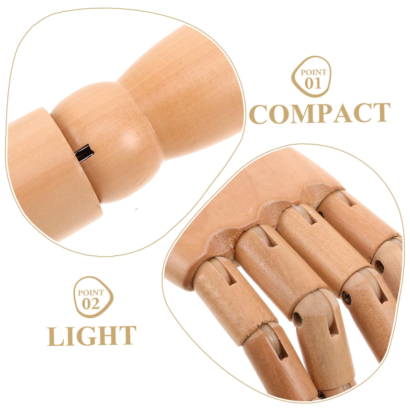 Hemobllo Bras Articulés Mobiles Bois pour Mannequin Femme Bras de Mannequin Flexible de Rechange pour Mains Articulées