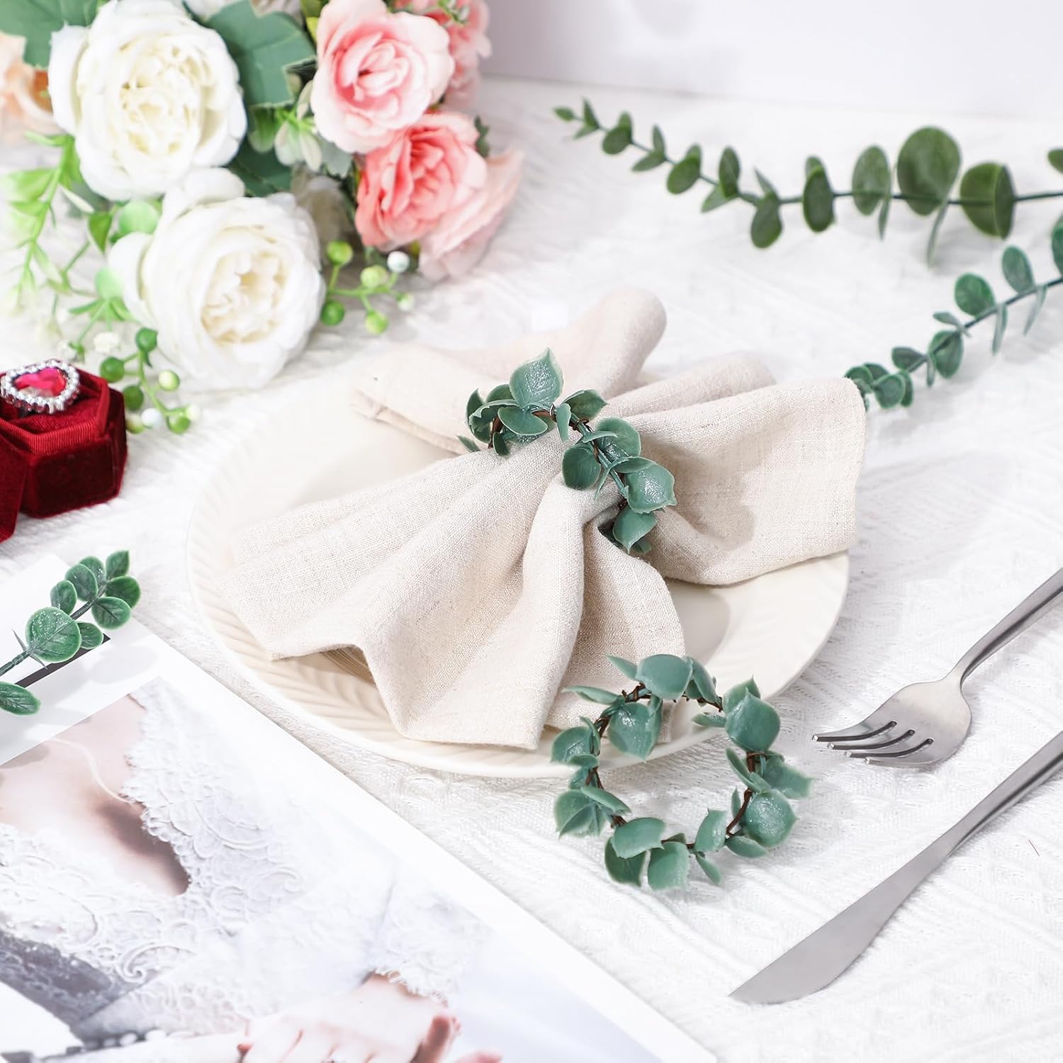 ナプキンリング バード Napkin Ring Bird | Atelier Junko EC... Domensi ナプキンリング 12個セット ユーカリの葉 ナプキンリング 素朴な農家 緑 春の花輪 ナプキンリングホルダー 結婚披