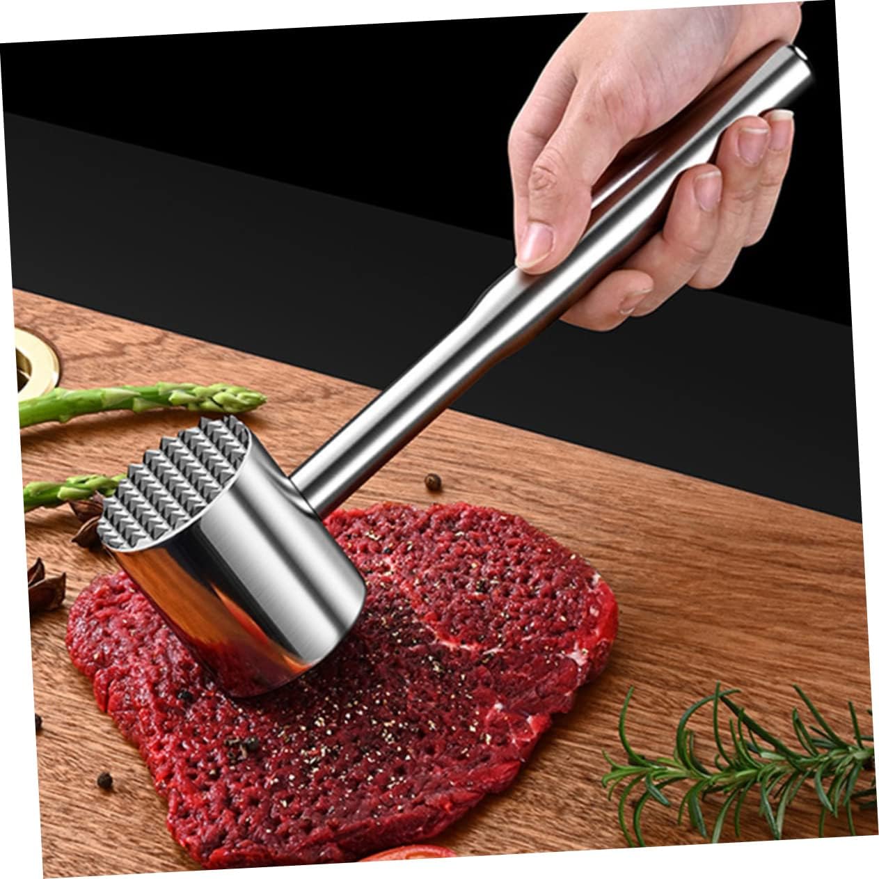 Amosfun Multi Function Meat Mallet Tenderizer Tool Hammer for Kitchen Use Tenderizes Meat and Poultry Without Shredding and Resistant Cooking Essential