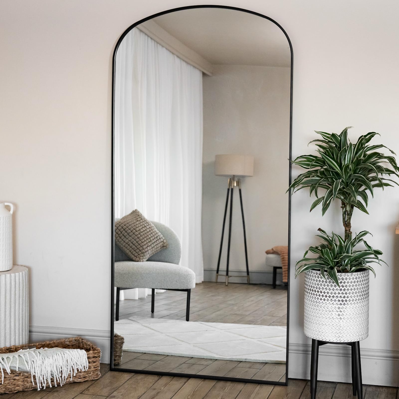 Jobu | Full Length Black Metal Gentle Arch Mirror - 180cm x 90cm | Yoko