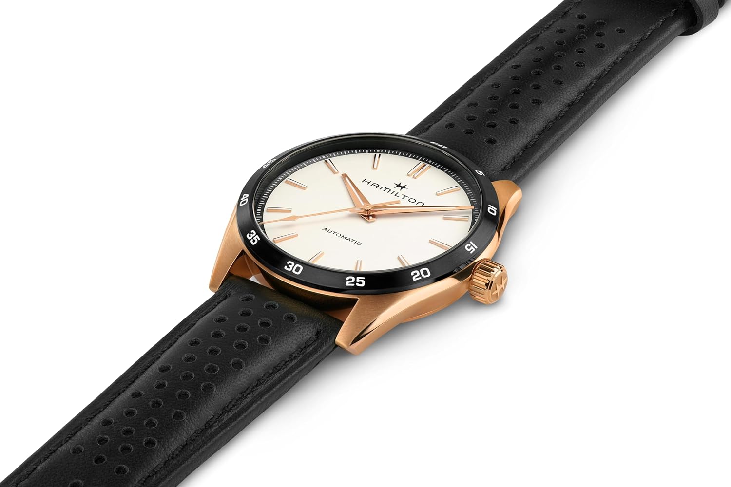 Hamilton Jazzmaster Performer Automatic Men's Watch, 38mm Stainless Steel Case, Swiss Made, White Dial Analog Wrist Watch, 100m Waterproof, Sapphire Crystal, 3-Hand Movement, Calf Leather Strap
