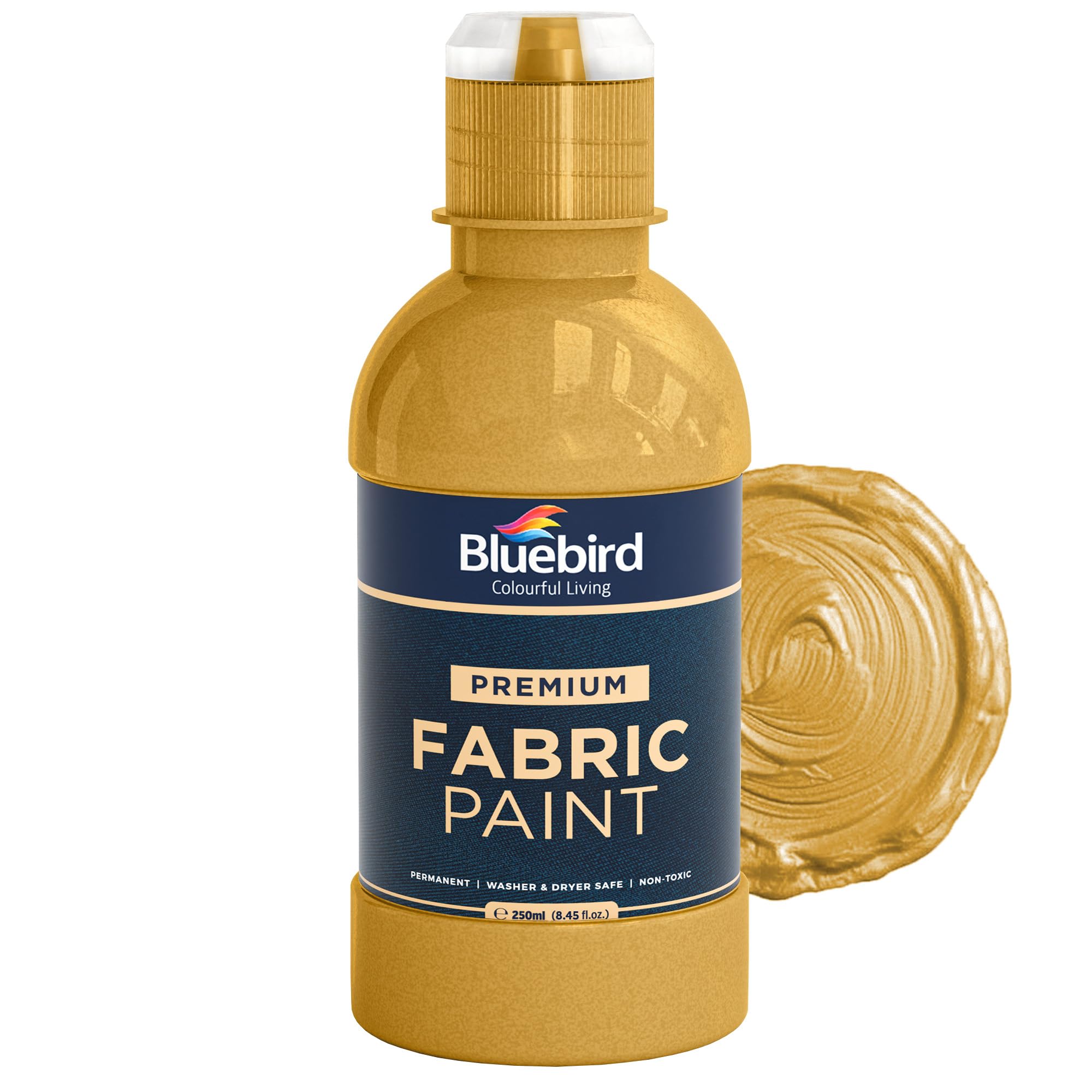 BLUEBIRD Fabric Paint, Light Gold, 8.5 Fl Oz, Permanent Fabric Paints for Clothes, and Furniture Upholstery