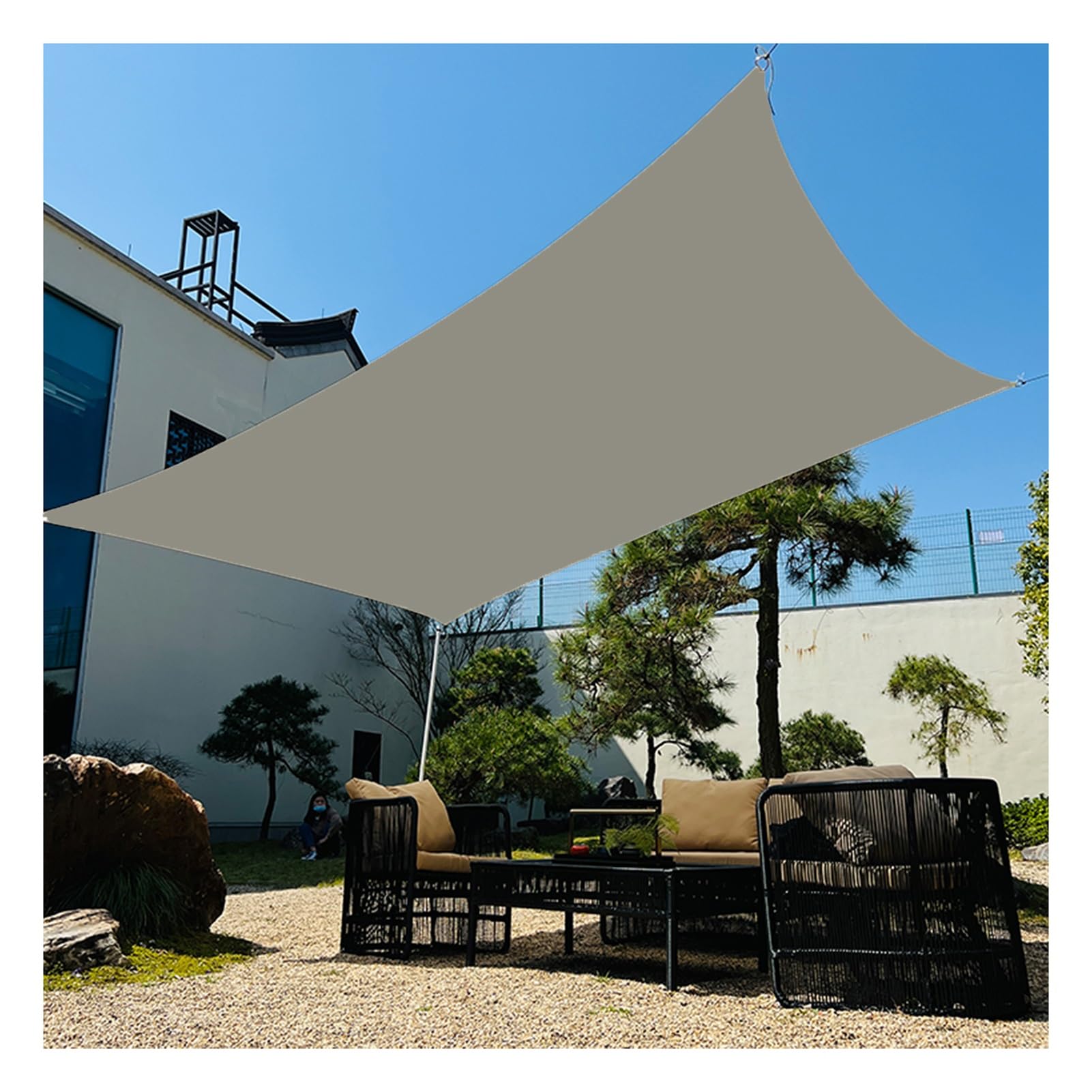 Voile d'ombrage incurvée 4x7m en tissu résistant pour abri voiture