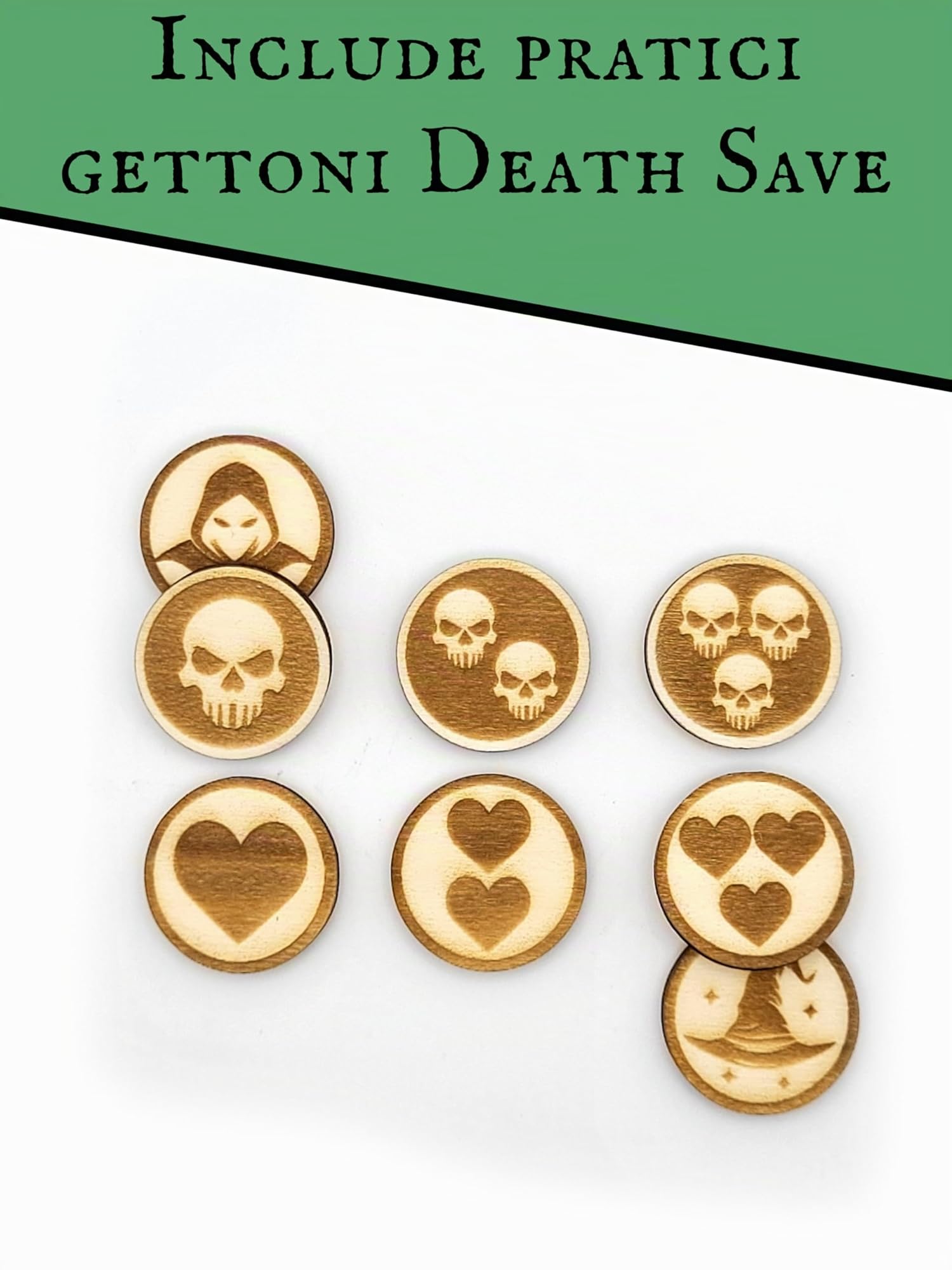 Token DND per Eroi in Legno incisi al Laser – 18 pennarelli Battlemap per Tutte Le Classi & Death Saves – Dungeons And Dragons Tablet op Accessori