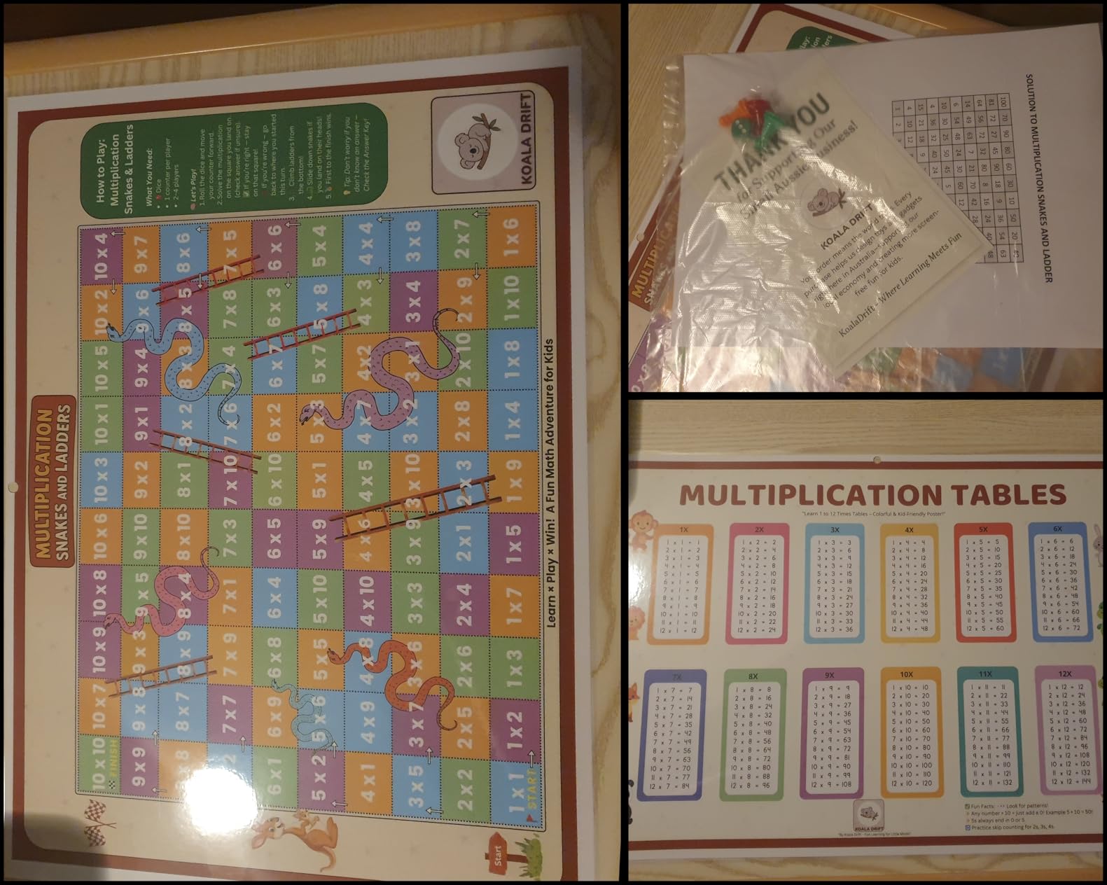 Multiplication Table Poster – Fun Educational Math Chart with Snakes ...