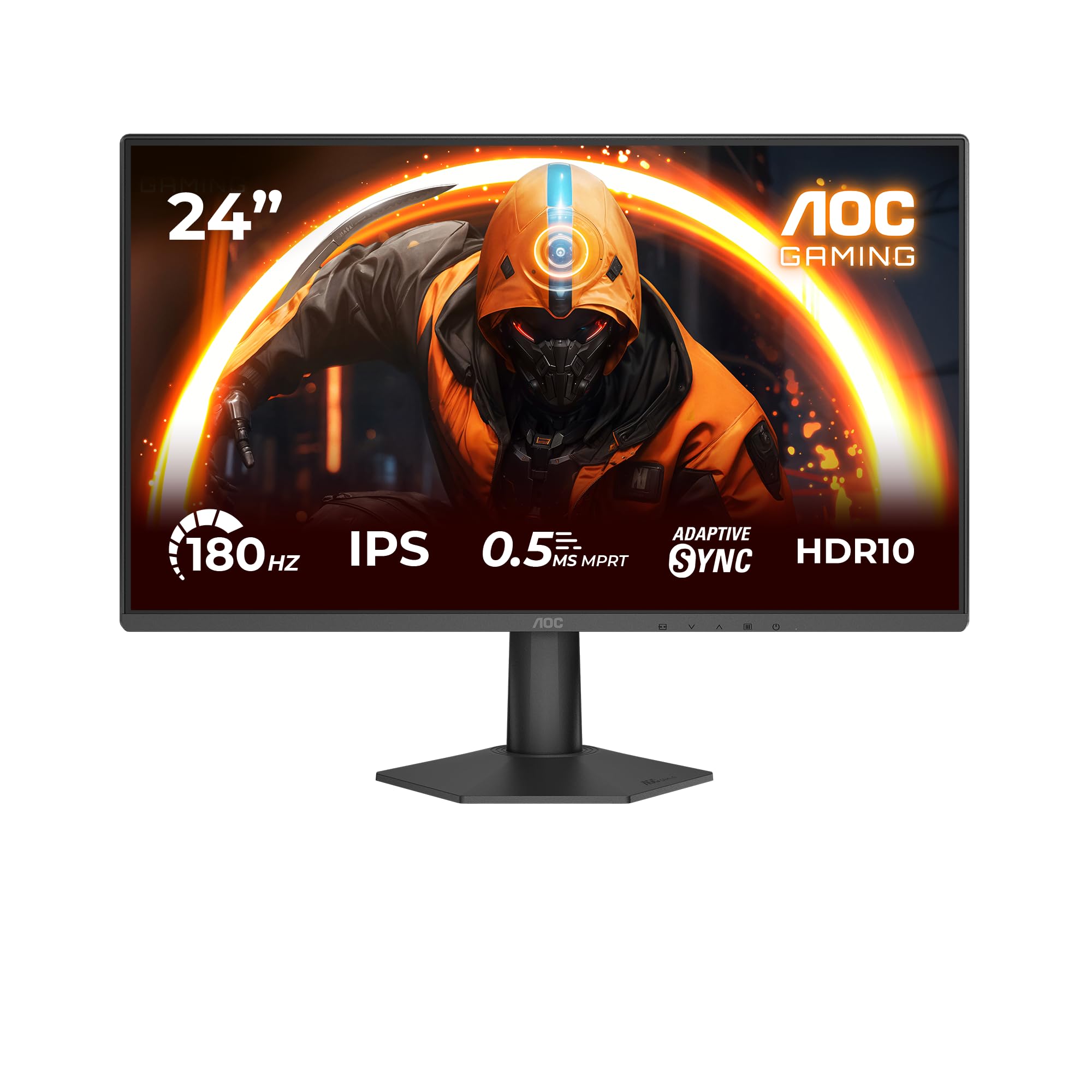 AOC Moniteur 24G50F 24 Pouce 180Hz (OC, Native 144Hz) IPS Dalle, 4ms GtG, HDR10, G-Sync Comptible, (1920x1080 HDMI 1x 2.0 DP 1x 1.4) Noir