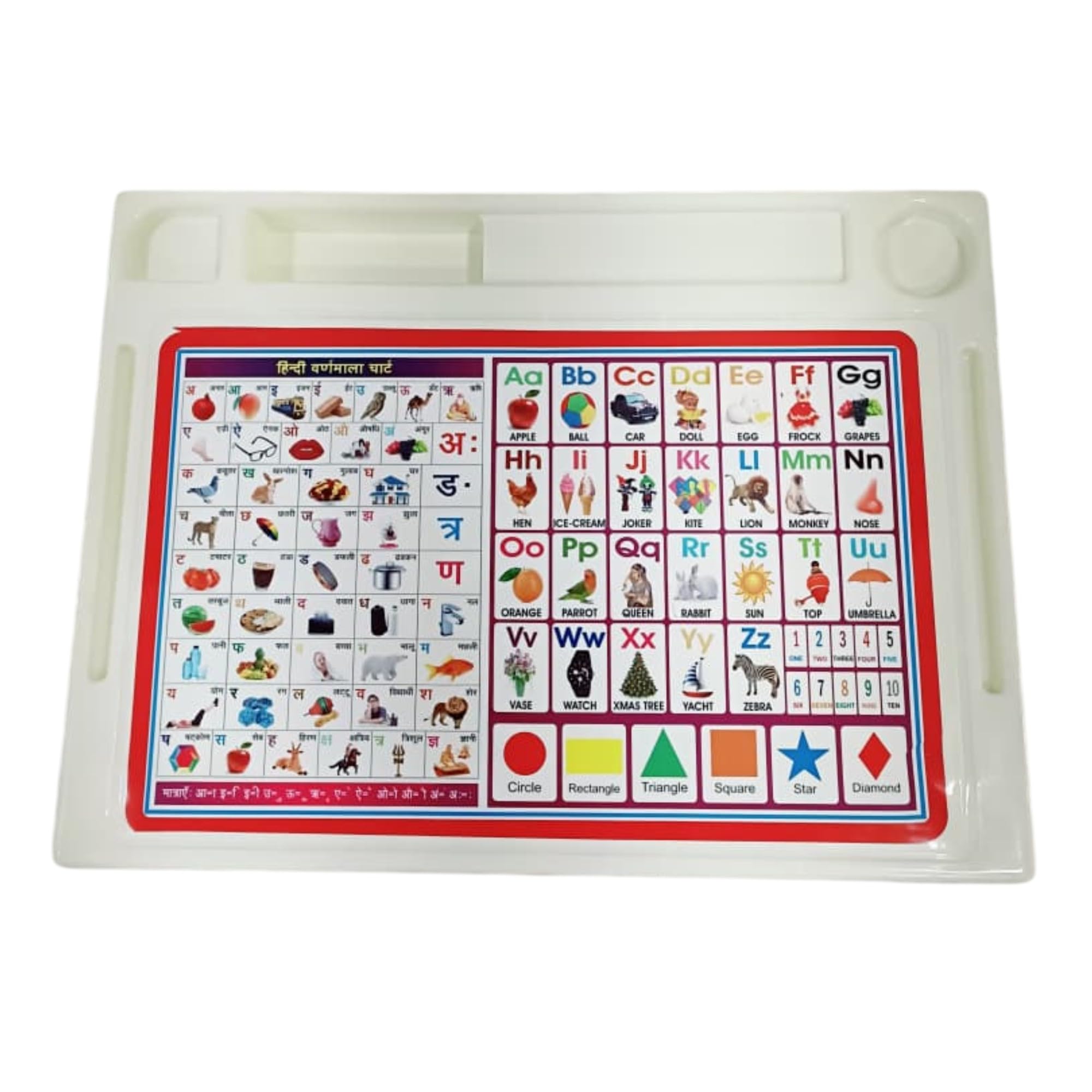 Kids Plastic Bed Study Table for Children | Alphabet Learning Table with Hindi & English Chart | Writing, Reading & Drawing Desk | Lightweight Multipurpose Study Kids Desk (Yellow)-image-47