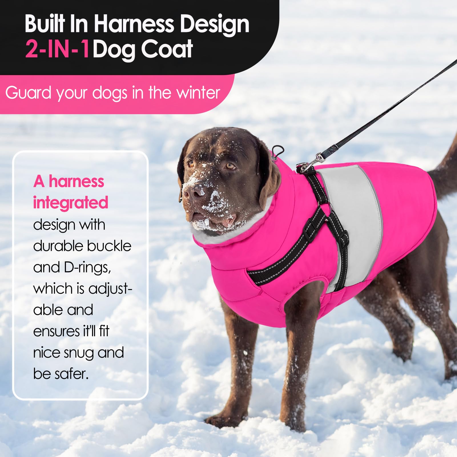 AOFITEE Abrigo para Perro pequeño, Abrigo de Invierno para Perro con arnés Integrado, Chaqueta cálida para Perros con Cremallera y Cuello de Forro Polar, Chaqueta de Nieve Impermeable para Mascotas
