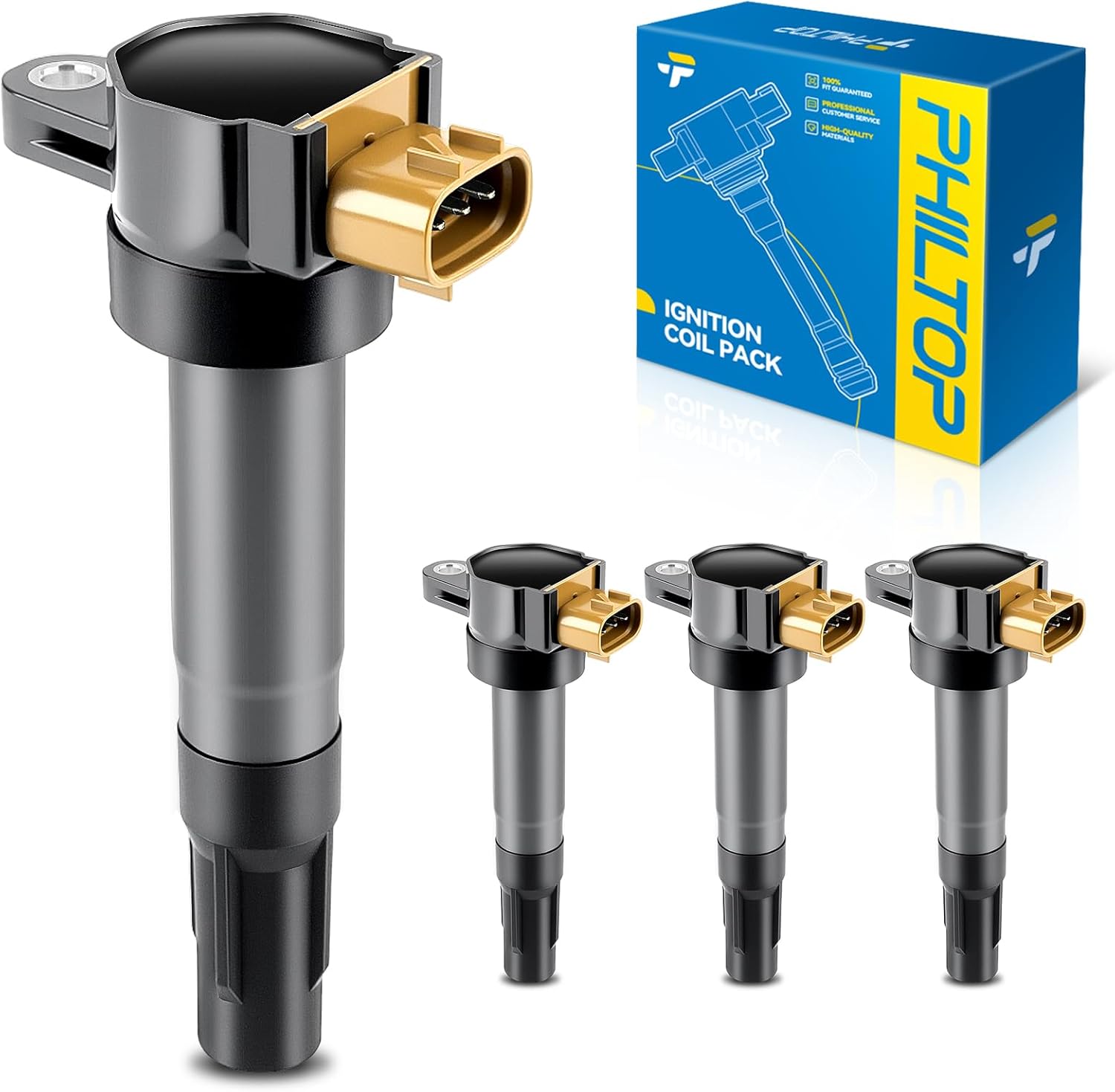 PHILTOP UF634 Ignition Coil Packs Fits for Suzuki 2010-2013 SX4, 2010-2013 Kizashi, 2011-2013 Grand Vitara, 2009-2010 Grand Vitara 2.4L