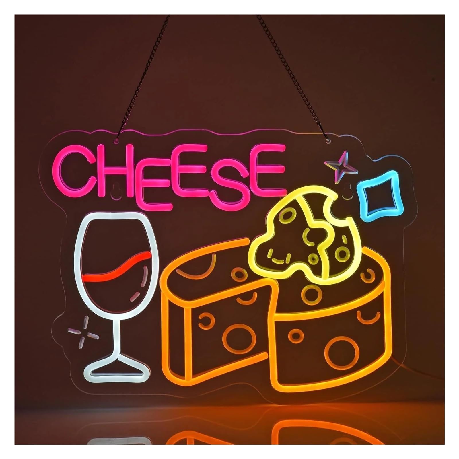 LEMST Signs Lamp Nachos Cheese Waffles Gelato Neon Sign USB Dimmable Neon Light Sign for Restaurant Snack Bar Store Market Wall Decor 40x30cm(A)