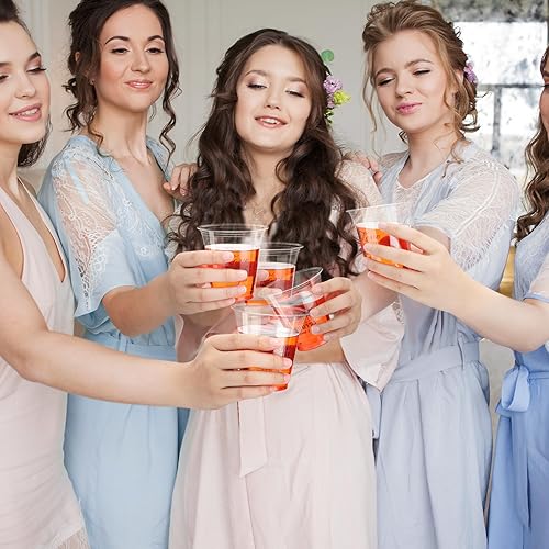 Miniatura 6 de Dandat Paquete de 200 vasos desechables de plástico para boda, 10 onzas, vasos desechables de plástico transparente para suministros de recepción,