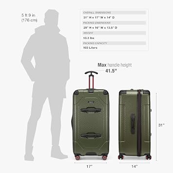 Traveler's Choice Maxporter II Polycarbonate Hardside Trunk with Spinner Wheels, Green, 31-Inch Large Trunk