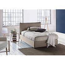 Talamo Italia – Letto piazza e mezza Desirée, Letto contenitore con rivestimento in tessuto, 100% Made in Italy, Apertura frontale, con materasso Cm 120×190 incluso, Bianco