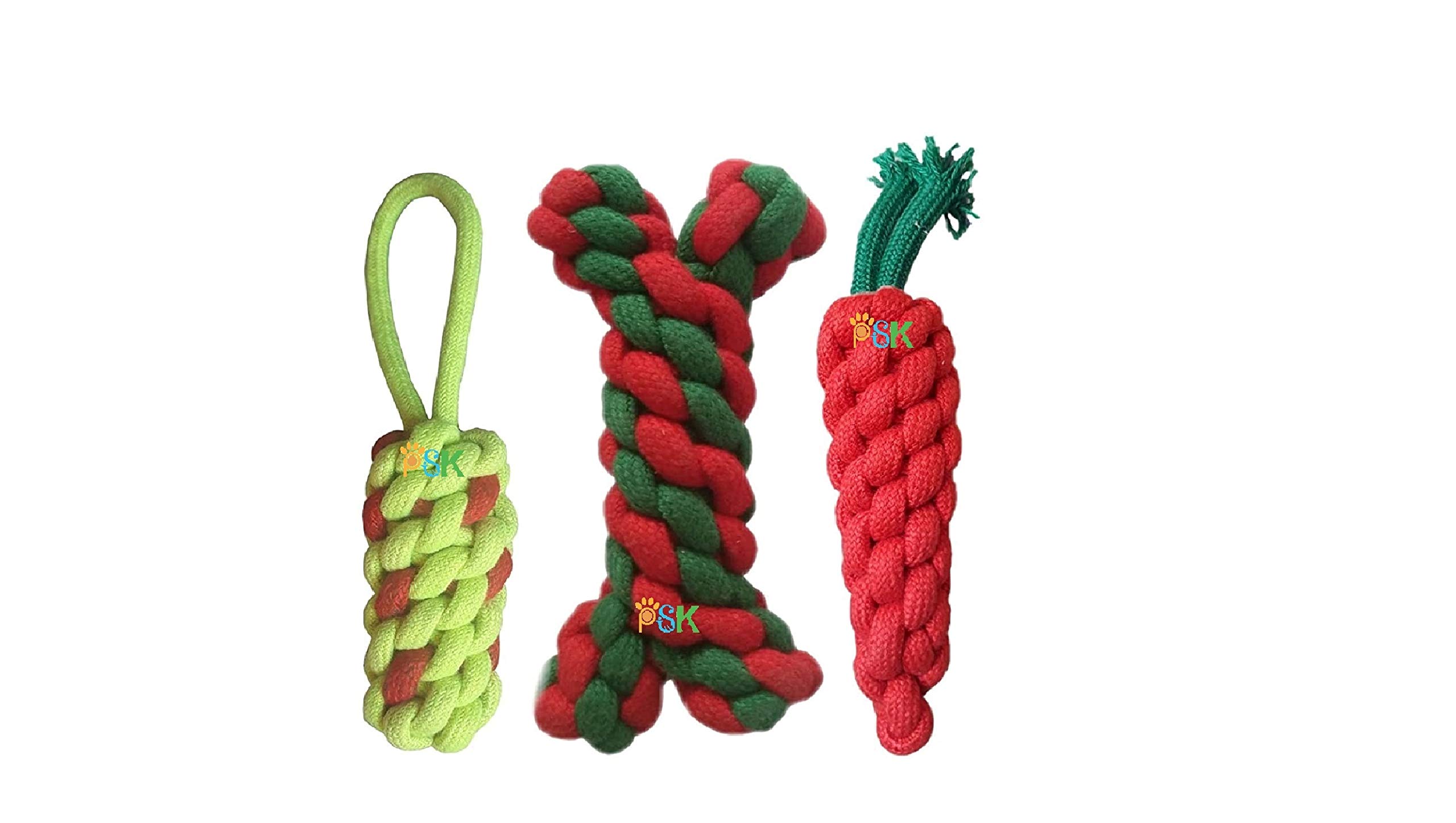 PSK PET MART Combo of 3 Durable Pet Teeth Cleaning Chewing Biting Knotted Small Puppy Toy-Multi Color (B08V943KFX) Amazon Price History, Amazon Price Tracker