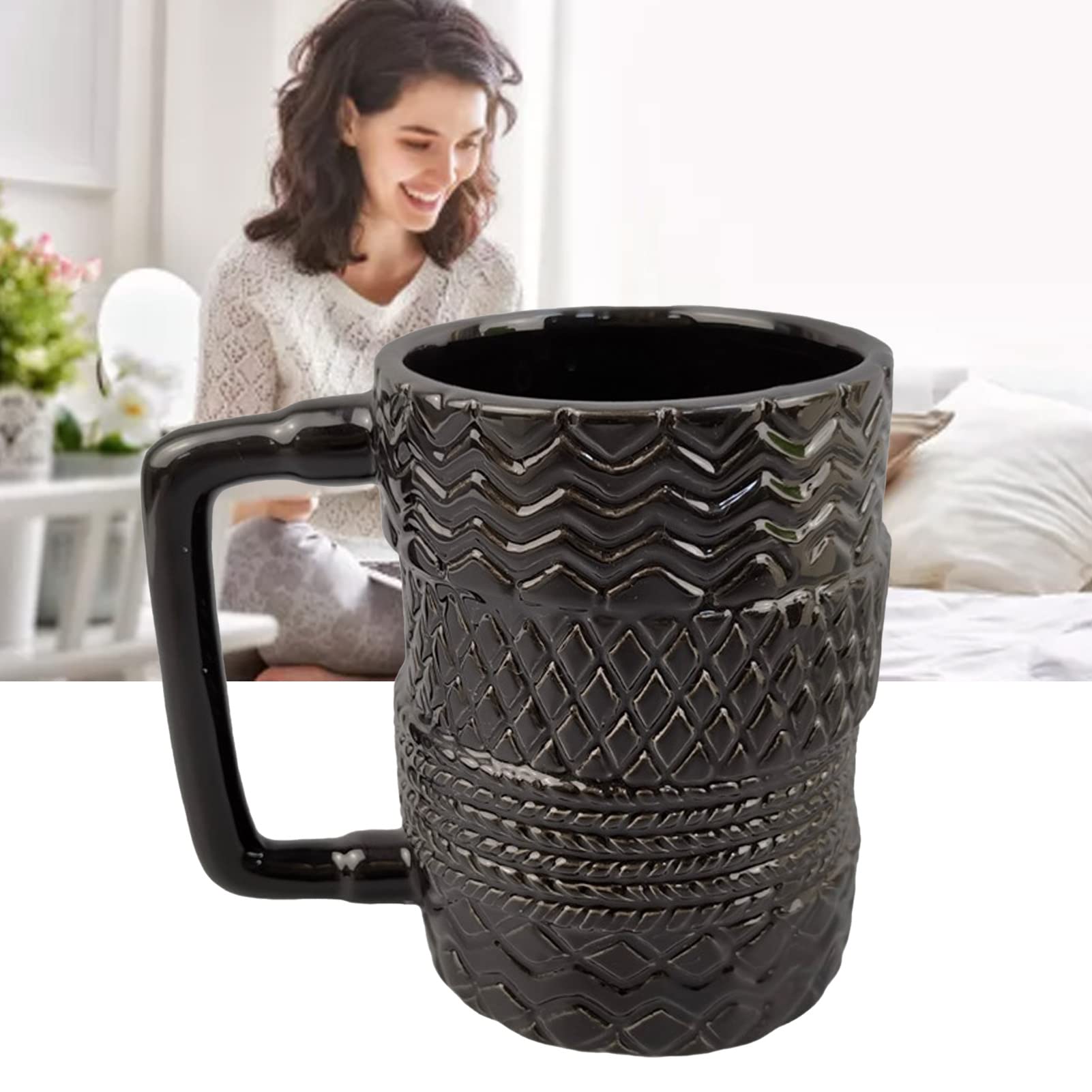 Picnic Bag Picnic Basket Picnic Accessories Blanket Storage 380ml Coffee Mug Stacking Tyre Pattern Nordic Style Irregular Ceramics Tea Cup for Home Kitchen