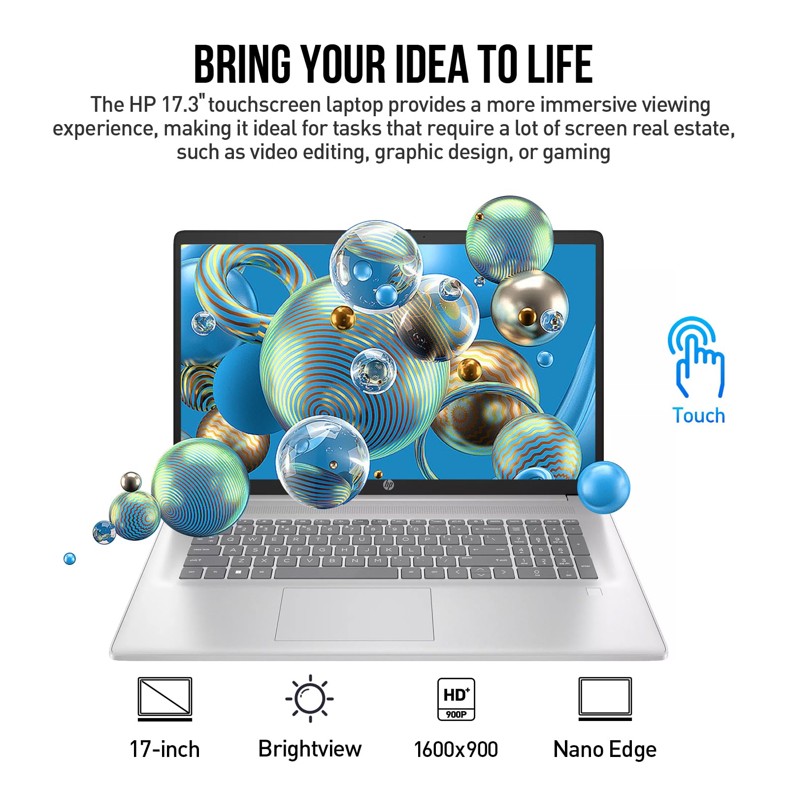 Amazon.com: HP 17 Inch Laptop Touchscreen Computer, 17.3