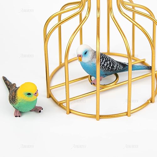 Miniatura 4 de AUEAR, Paquete de 4 figuras decorativas de pájaros, mini lindo loro falso, periquito, adorno de animal para decoración del hogar, jardín, decoración