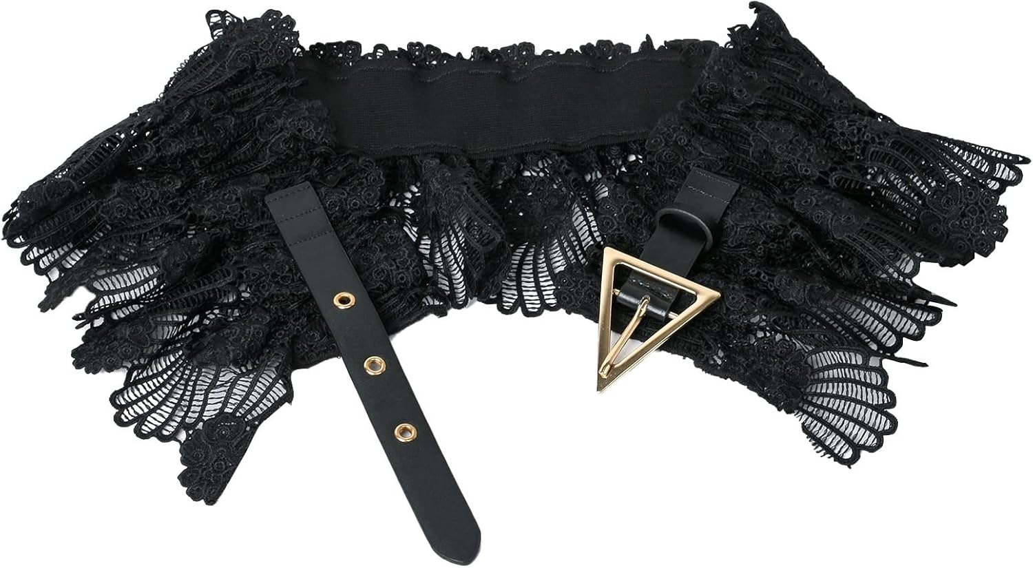 Women's Belts Lace Waist Cover Skirt Triangle Buckle Waist Lace Decorative Wide Belt Accessories Dress (Color : Black, Size : One Size(84cm))