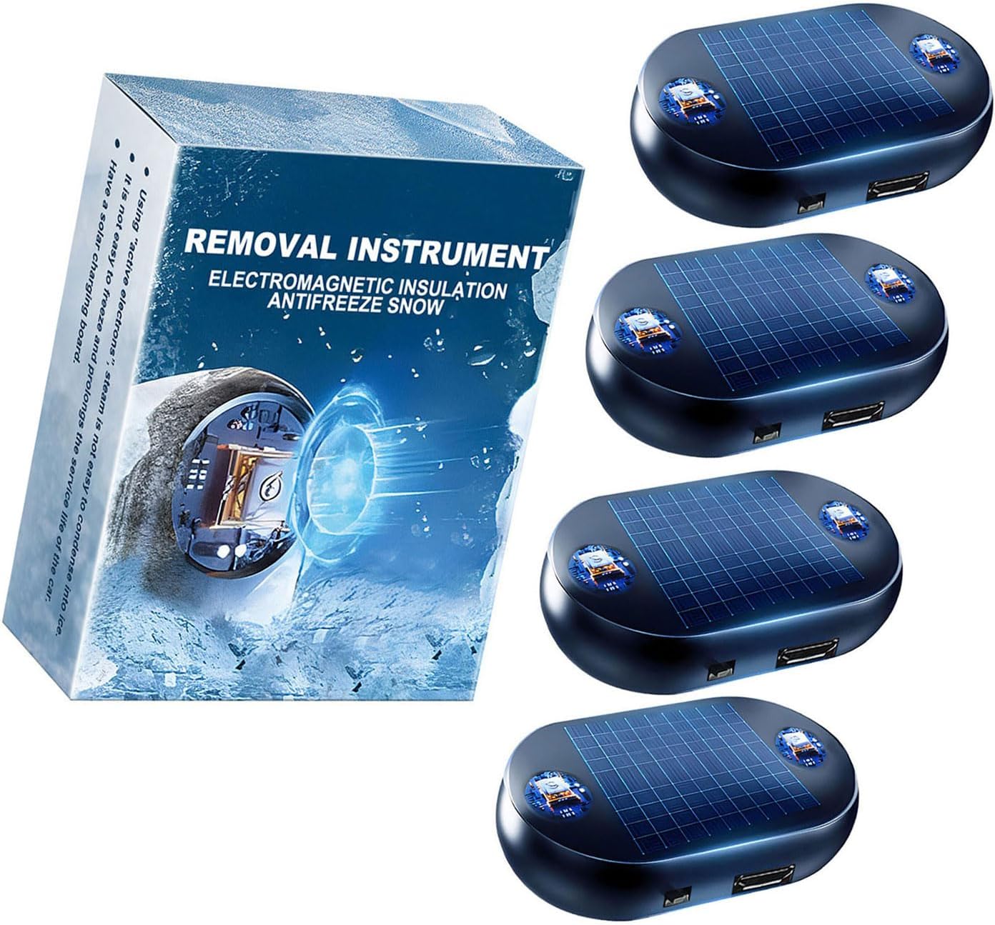 Portable Car Ice Remover Tool, 4 Sets Electromagnetic Windshield Defroster for Snow Prevention, Vehicle Winter Accessory