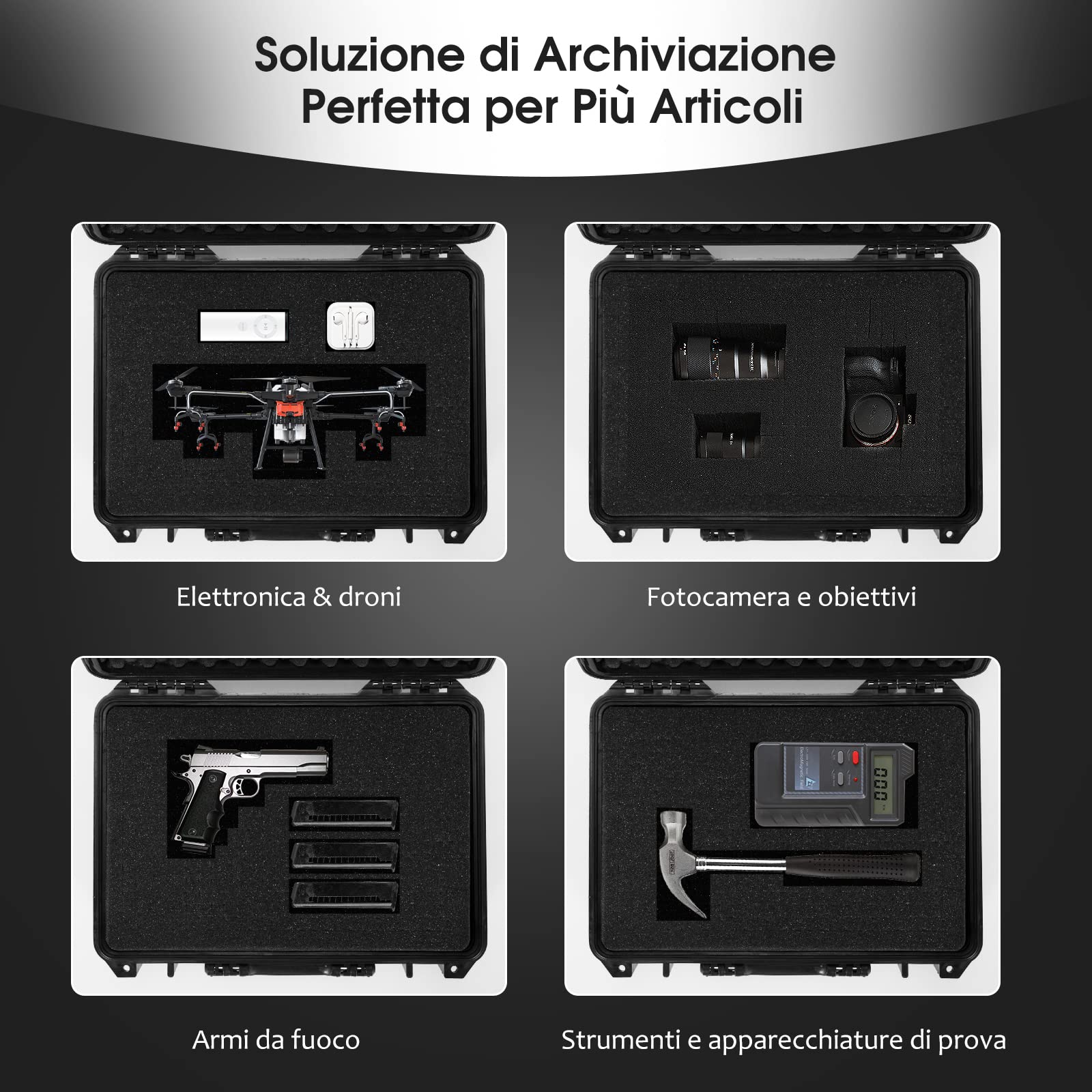COSTWAY Valigetta per Macchina Fotografica Impermeabile, Custodia per Fotocamera con inserto in Schiuma Personalizzabile, Impermeabile IP66 e Antipolvere (56 x 44 x 22 cm)