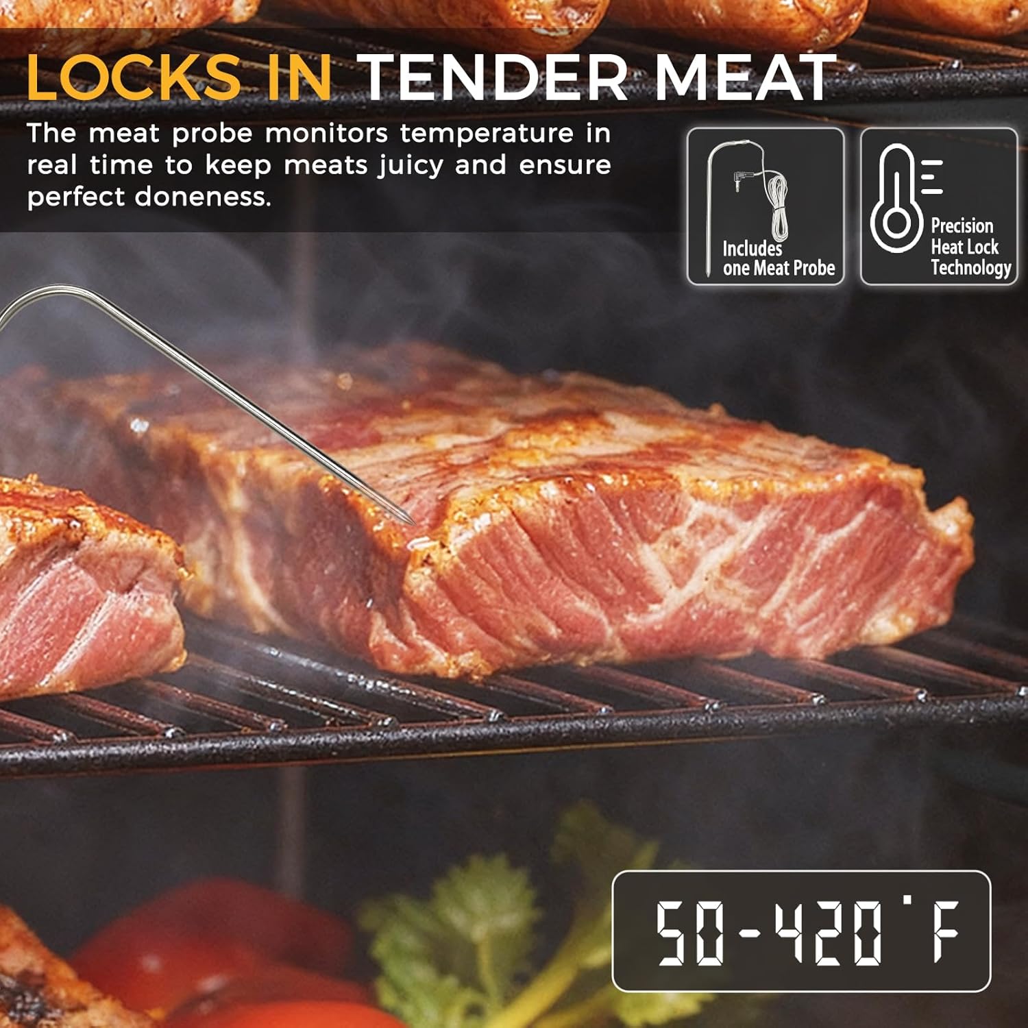 Pellet Smoker with Cover, Electric Wood Pellet Smoker Grill With Meat Probe and Hook, 616 Sq in Cooking Area LED Display Temperature Control, Outdoor Cooking, Patio, Garden Barbecue
