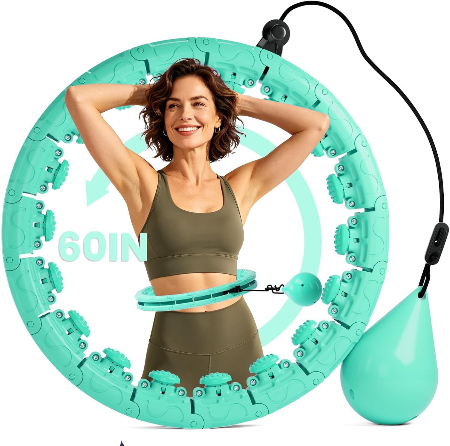 Infinity Weighted Hoop, Detachable Exercise Hoop & Easy Assembly. | Weighted Hula Circle Hoop,Suitable for living rooms/yards,Durable & Hard ABS Plastic,28 Detachable Links, Fits 30–60in Waist