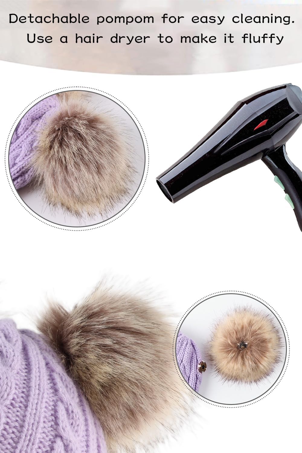 Peecabe Baby Beanie Fall Winter Toddler Knit Hat Scarf Glove Set Pompom Beanie Hat Fleece Neck Warmer - Image 5