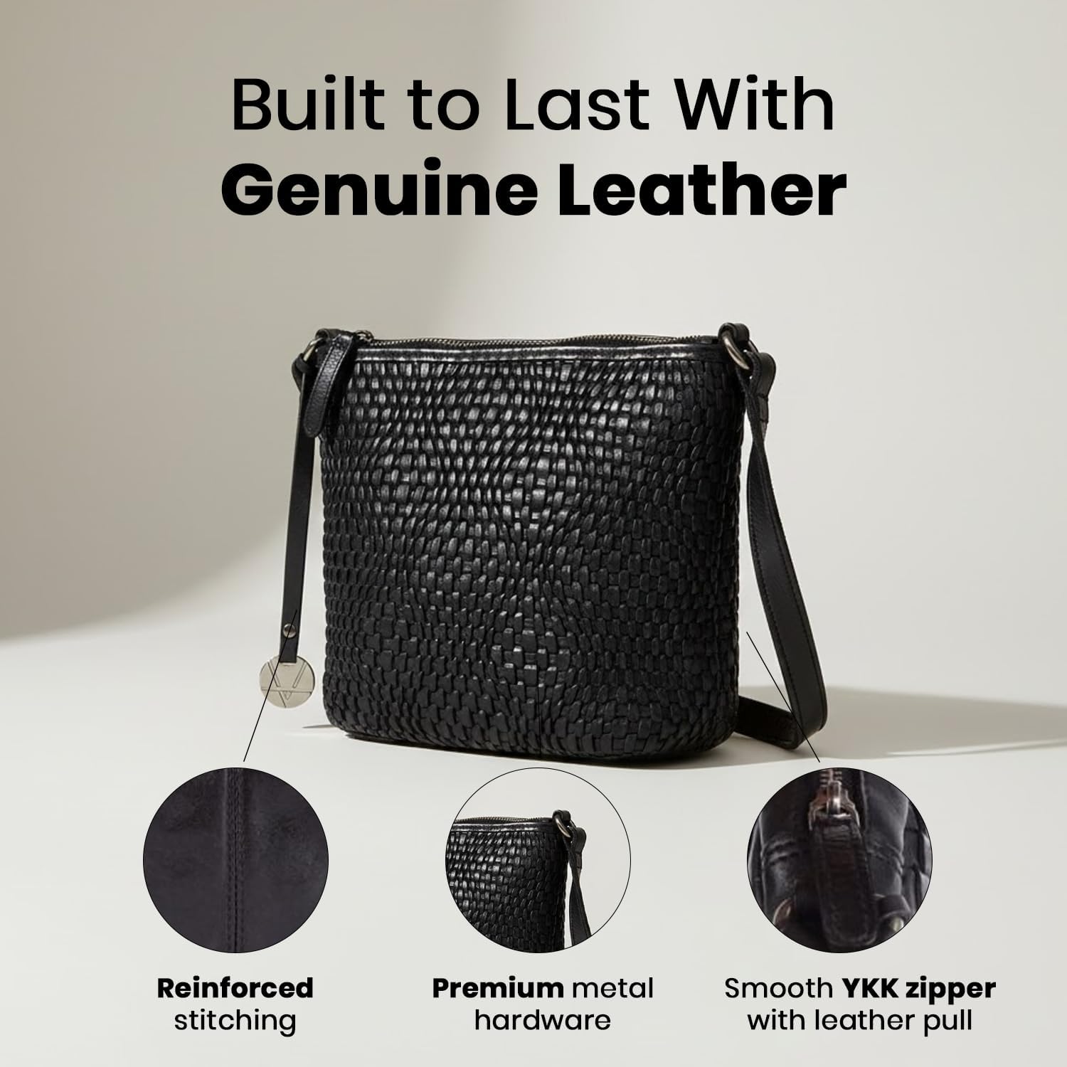 Genuine Leather Crossbody Sling Bag for Women - Trendy Casual Office Bag with Adjustable Strap - Image 4