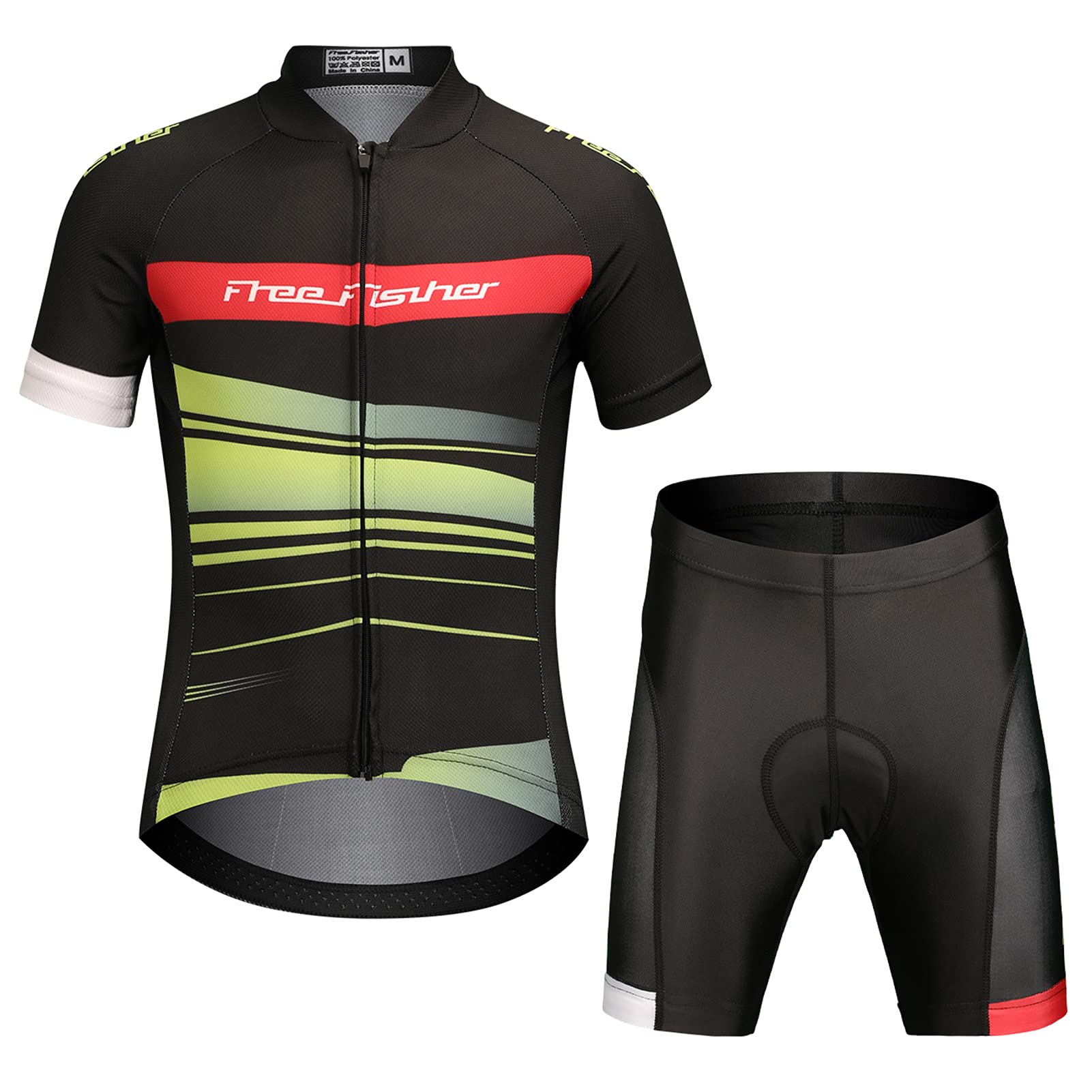 Niños Niñas Maillot Camiseta de Ciclismo Manga Corta/Pantalones Cortos de Bicicleta/Traje de Ciclismo Conjunto de Maillot y Pantalones Cortos Transpirable Secado Rápido