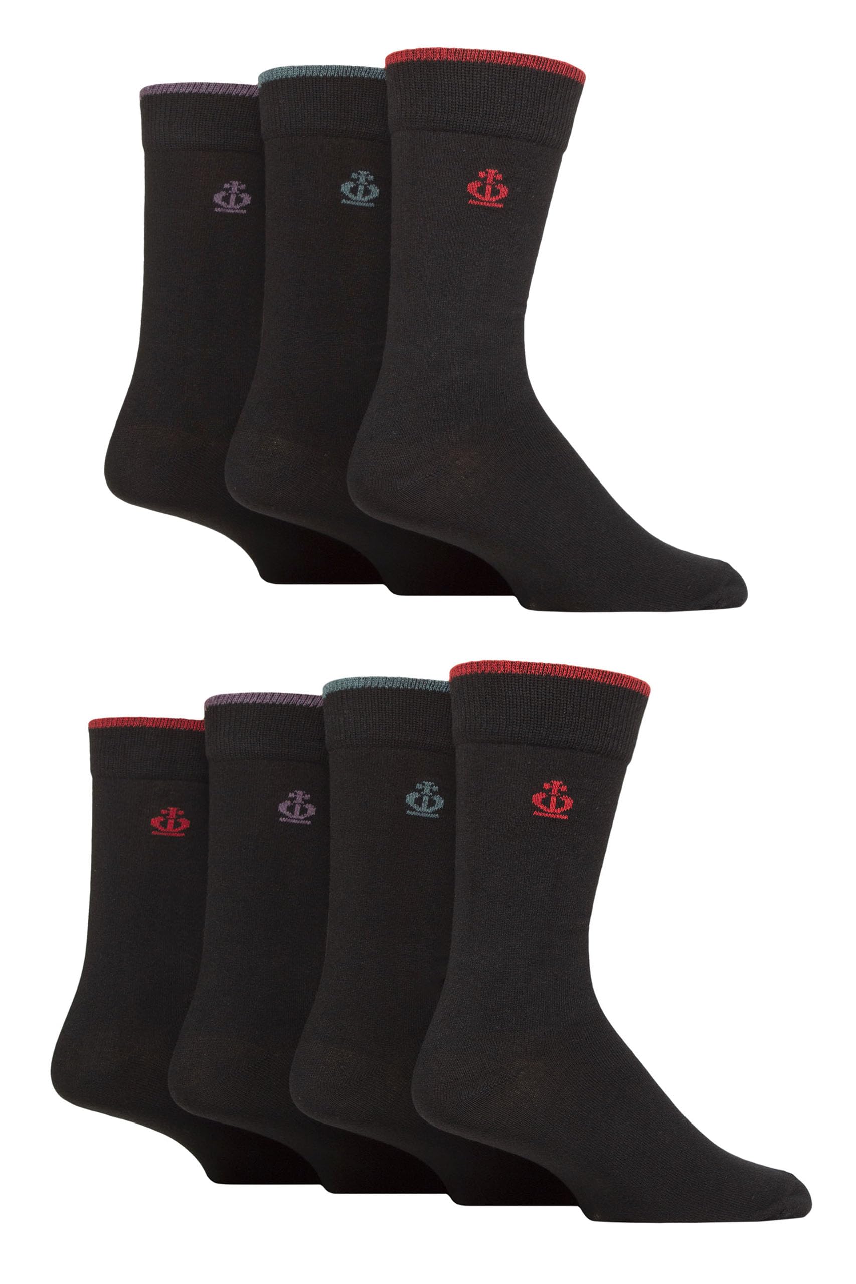 Jeff Banks Men's Black Plain Recycled Cotton Socks Pack Of 7 (Uk, Numeric, 7, 11, Regular, Regular, )