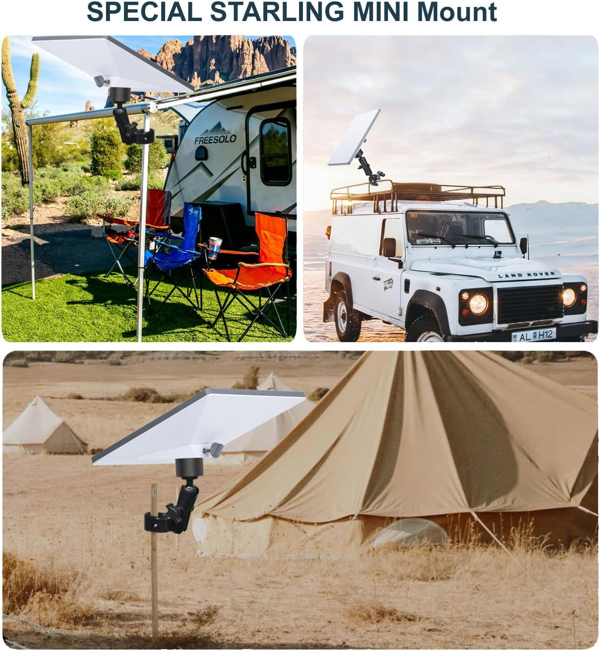 Starlink Mini Mount Kit, Universally Adjustable Angle Clamp Mount for Starlink mini, Starlink Mini Pole Clamp for RV/Pole/Yacht/Camper, Compatible Starlink Mini New and Old Version Pipe Adapter