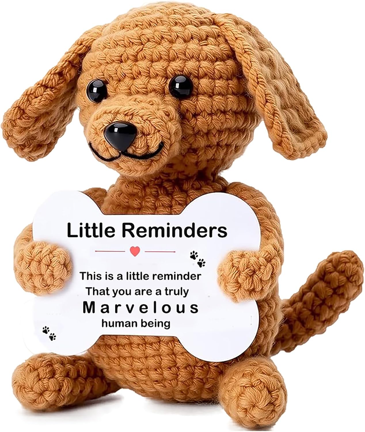 Inspirational Gifts for Women,Cute Mini Crochet Puppy Dog Mom Gifts for Women,Crochet Animals Dog with Affirmations Cards for Desk Decor, Birhtday for Women & Men