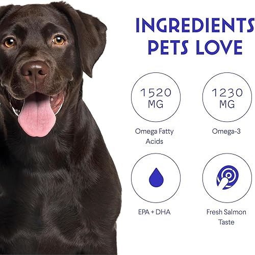 Miniatura 6 de Wonder Paws Aceite de pescado para perros - Omega 3 para perros de salmón, bacalao y krill de Alaska - Ácidos grasos EPA DHA - Menos desprendimiento