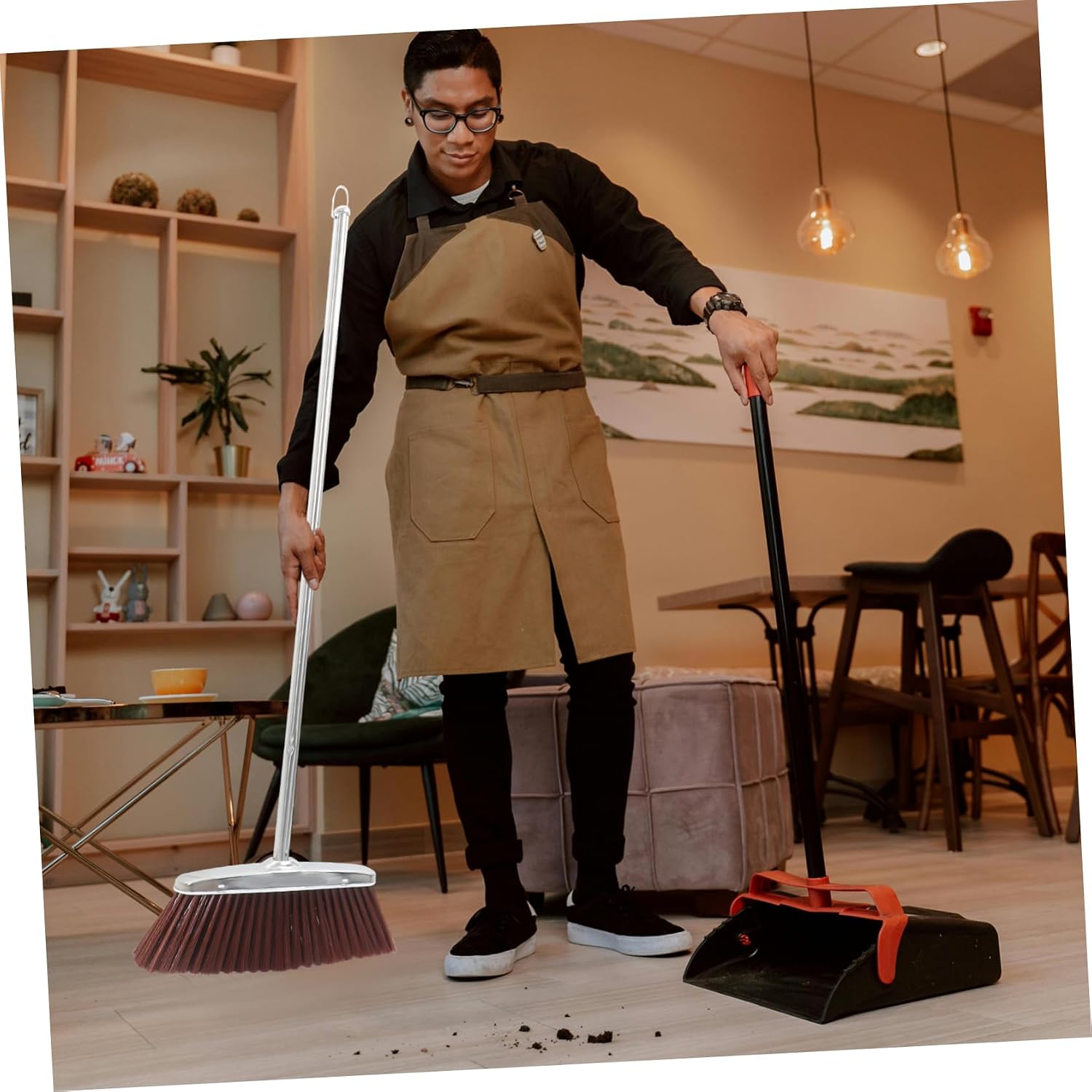 Stainless Steel Long Handle Broom for Household Cleaning Heavy-Duty Metal Sweeper Style for Home Use Efficient Trash Sweeping and Dust Removal