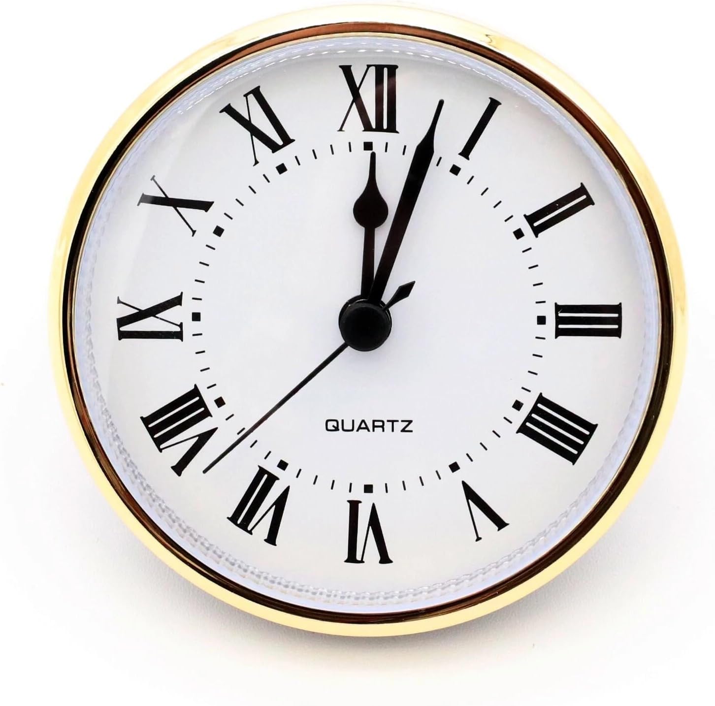 2 3/4" Quartz Clock Insert Fit Up Movement 70 mm White Roman Dial