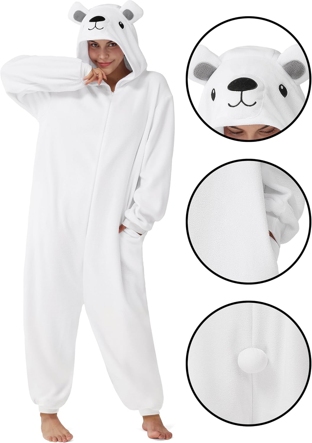 Spooktacular Creations Halloween Polar Bear Unisex Costume, Adult Animal Costume Halloween Party