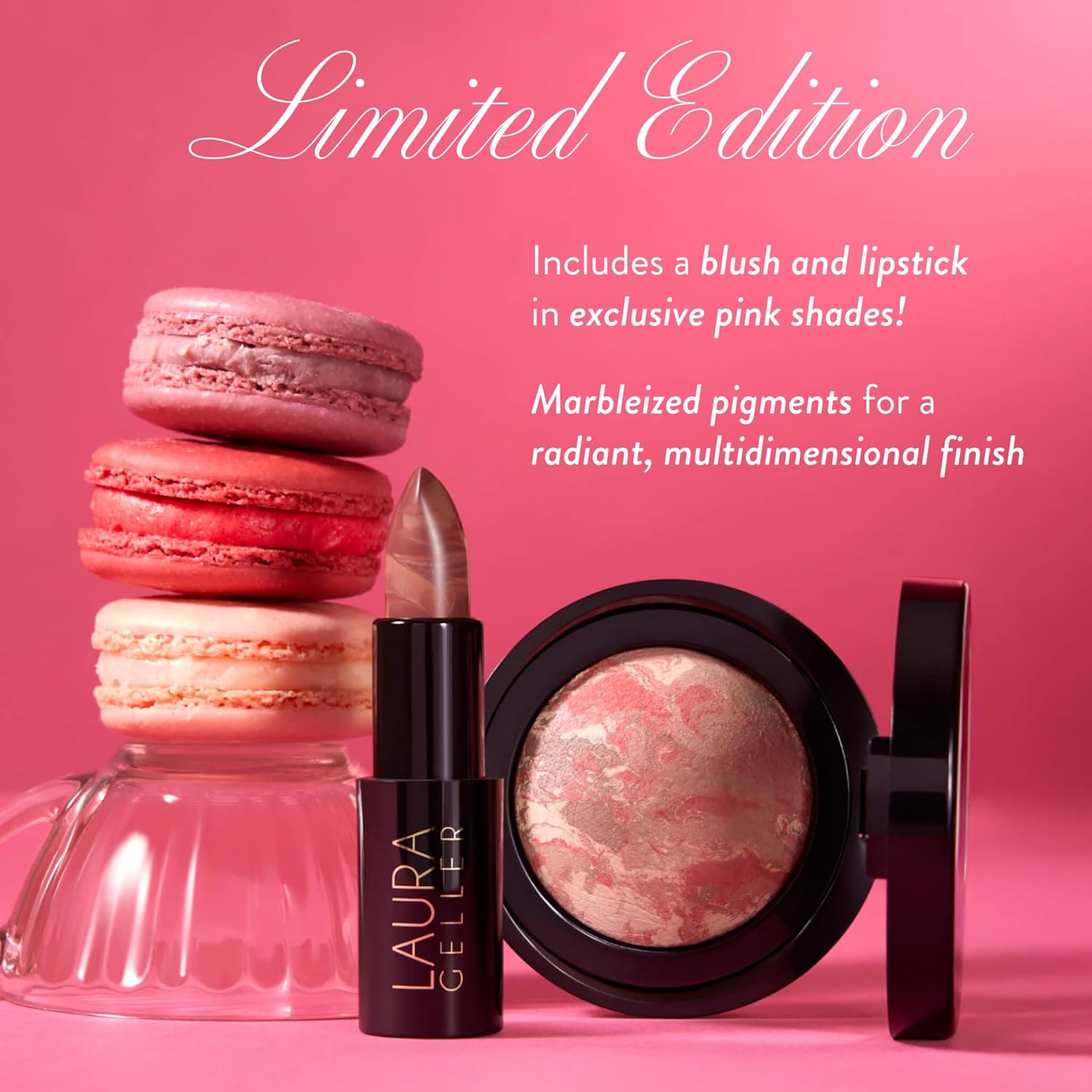 LAURA GELLER NEW YORK It's a Pink Thing Marbleized Makeup Collection - Limited Edition Blush & Lipstick Gift Set - Marbleized Baked Blush & Hydrating Lipstick - Perfect for Mother's Day Gifting - Image 4
