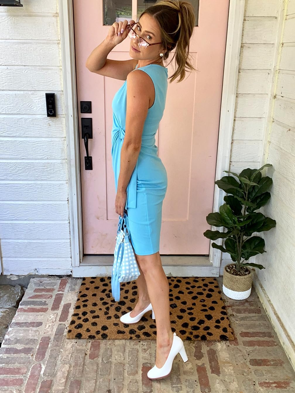 JENN ARDOR Women's Pumps Closed Round Toe Block High Heels 3 inch Leather Pump Shoes - Image 2