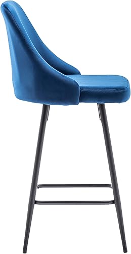 Miniatura 8 de BTEXPERT Juego de 2 sillas de bar de comedor tapizadas de alta calidad de 25 pulgadas de altura, taburetes de bar con respaldo alto, taburetes de