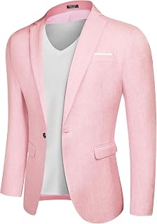 COOFANDY Men's Blazer Casual Sport Coats Slim Fit Lightweight Sports Jacket | One Button Suit Jacket,Linen Blazer,Plaid Blazer, Shoulder Pads