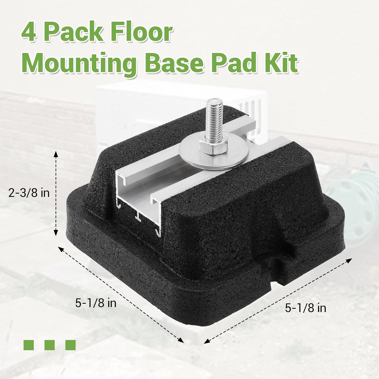 4 Pack Floor Mounting Base Kit for Mini Split Air Conditioner Condensers Heat Pump System, Mini Split Rubber Feet, Heavy-Duty Rubber Anti-Vibration Isolator Mounting Bracket Support Up to 800 LB