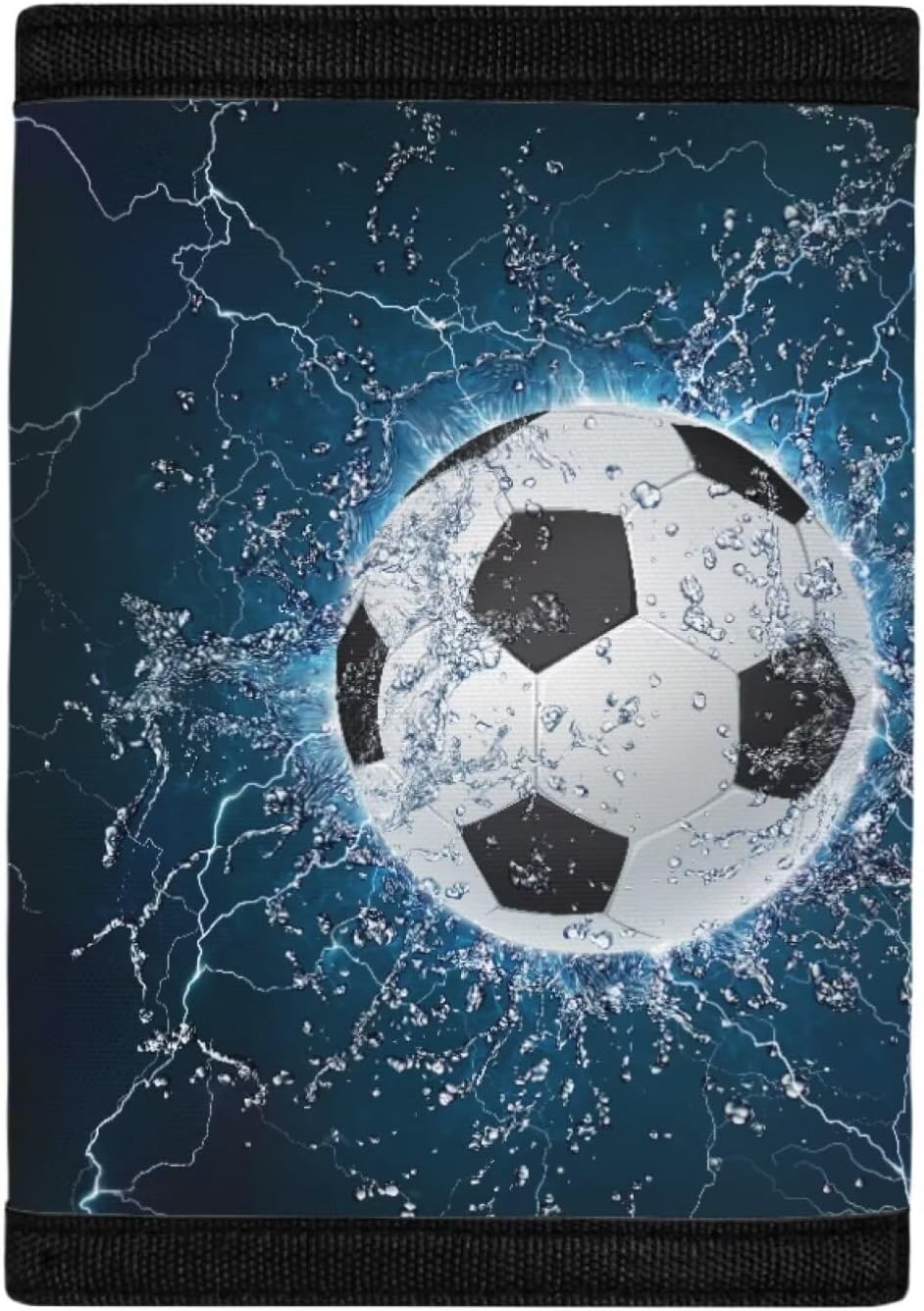 Water Soccer Print Kid Wallets for Boys Teens Slim Canvas Trifold Wallet for School