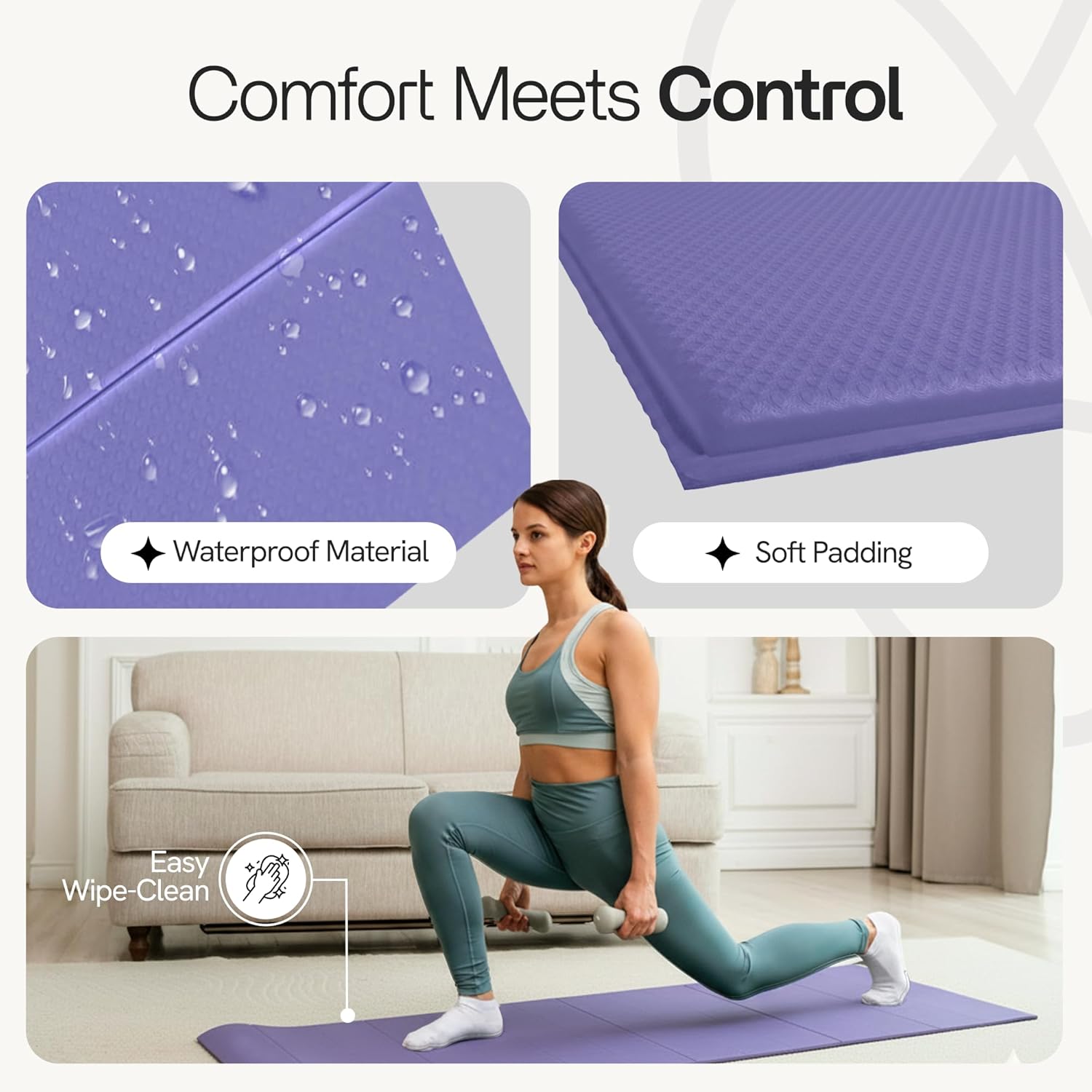 Folding Yoga Mat, TPE Folding Yoga Mat, Foldable Exercise Mat for Yoga, Pilates, Floor Workouts, Compact Design, Travel Friendly, Ideal for Home & Gym, Knee pad, Kneeling pad, No Roll Mat